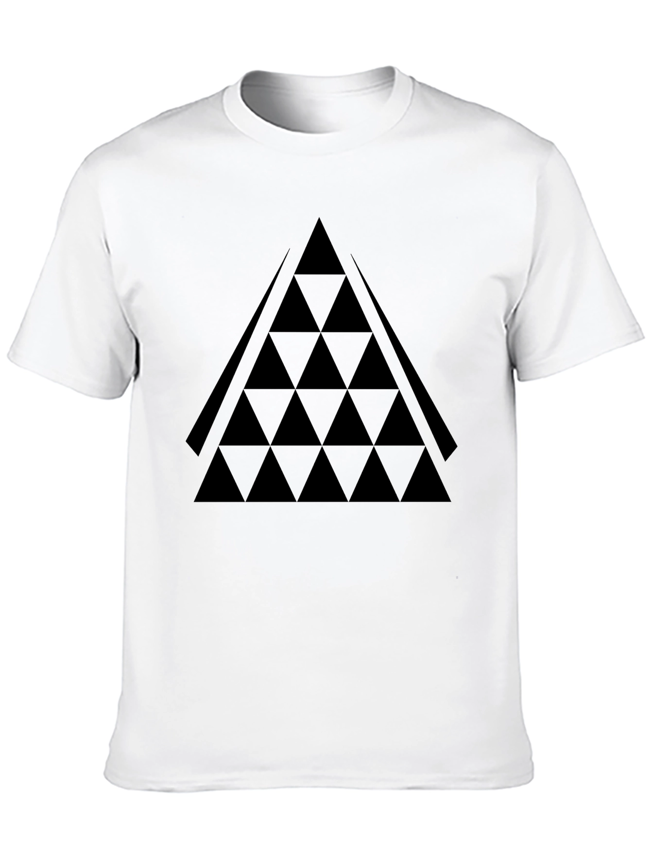Geometric Triangle Pattern Tee - Black Cotton Blend