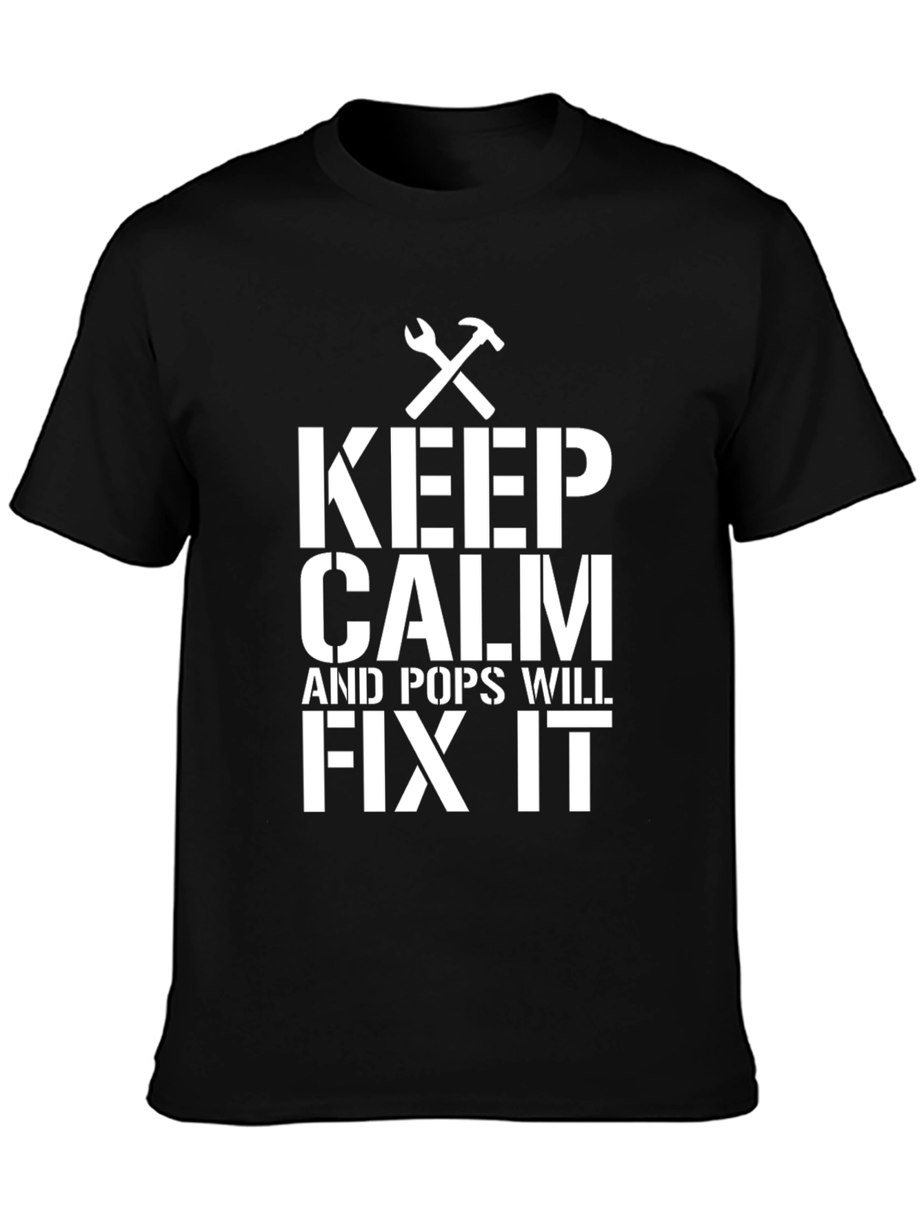 Keep Calm Pops Will Fix It Black T-Shirt