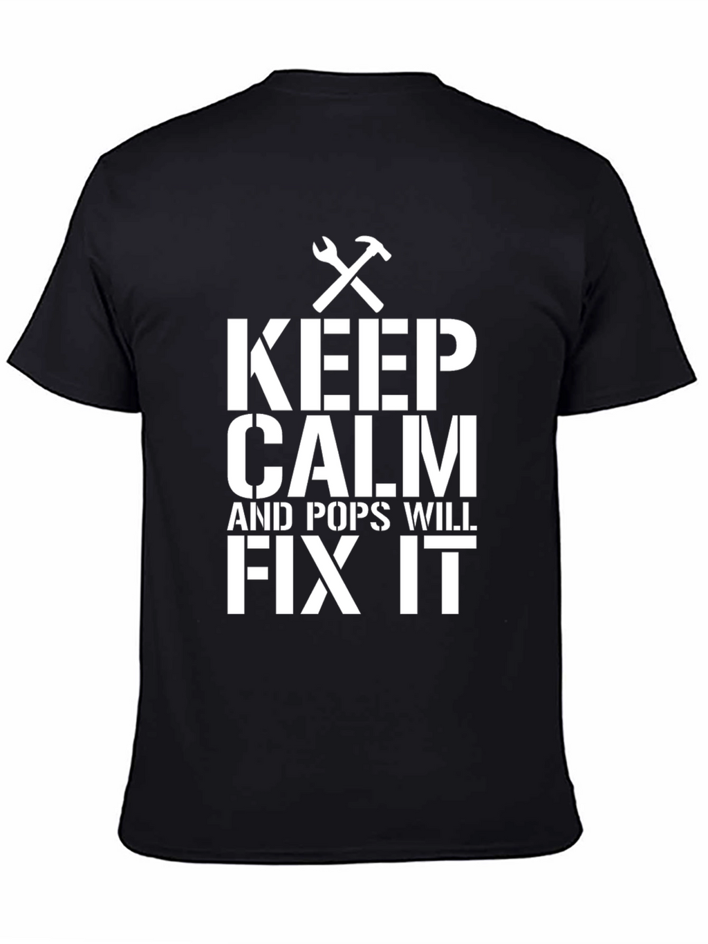 Keep Calm Pops Will Fix It Black T-Shirt