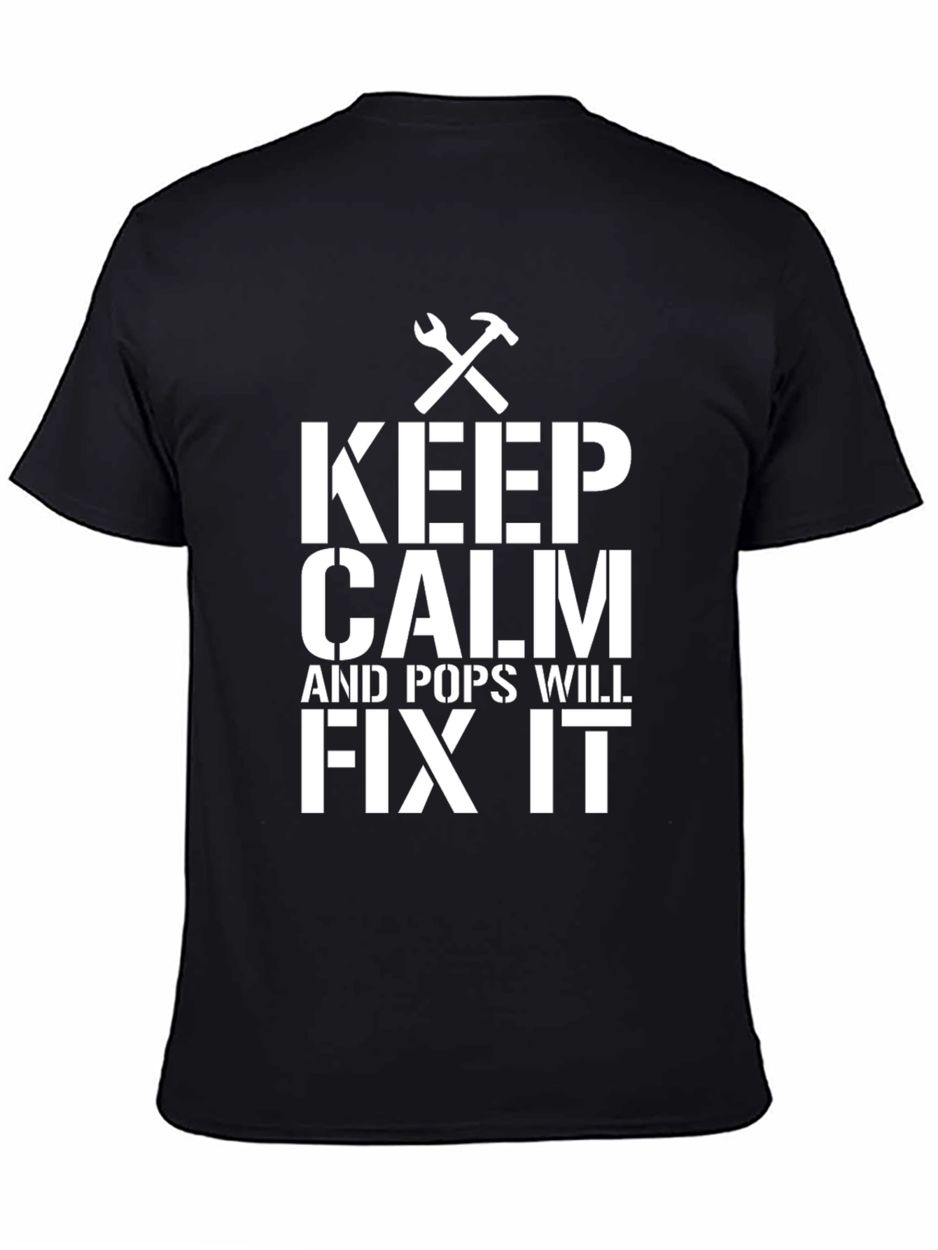 Keep Calm Pops Will Fix It Black T-Shirt