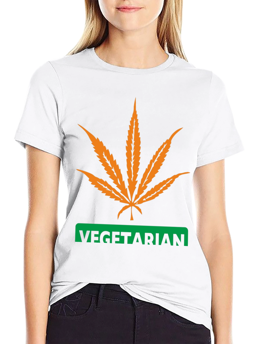 Vegetarian Graphic T-Shirt - Cannabis Leaf Design