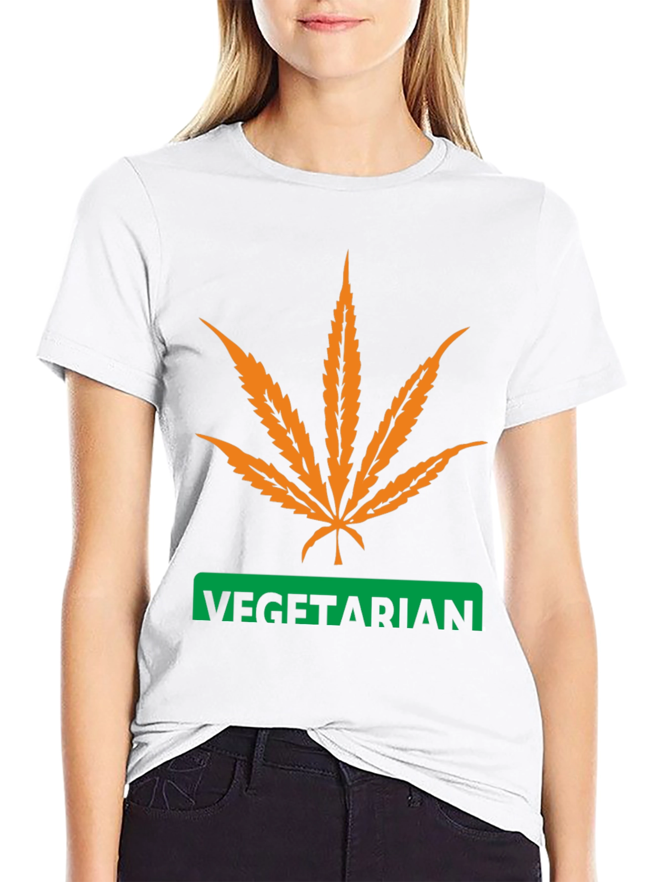 Vegetarian Graphic T-Shirt - Cannabis Leaf Design