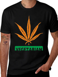 Vegetarian Graphic T-Shirt - Cannabis Leaf Design
