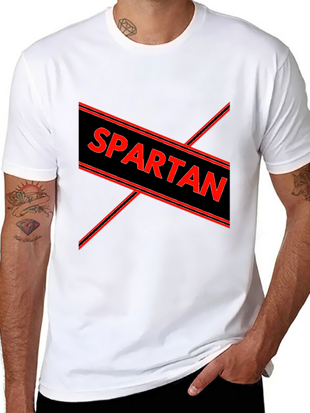 Spartan Graphic Print Black T-Shirt