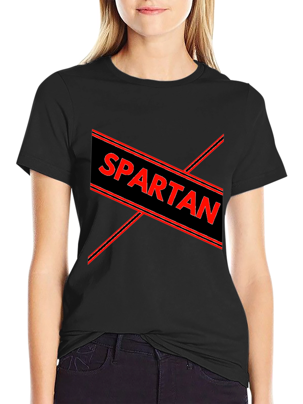 Spartan Graphic Print Black T-Shirt