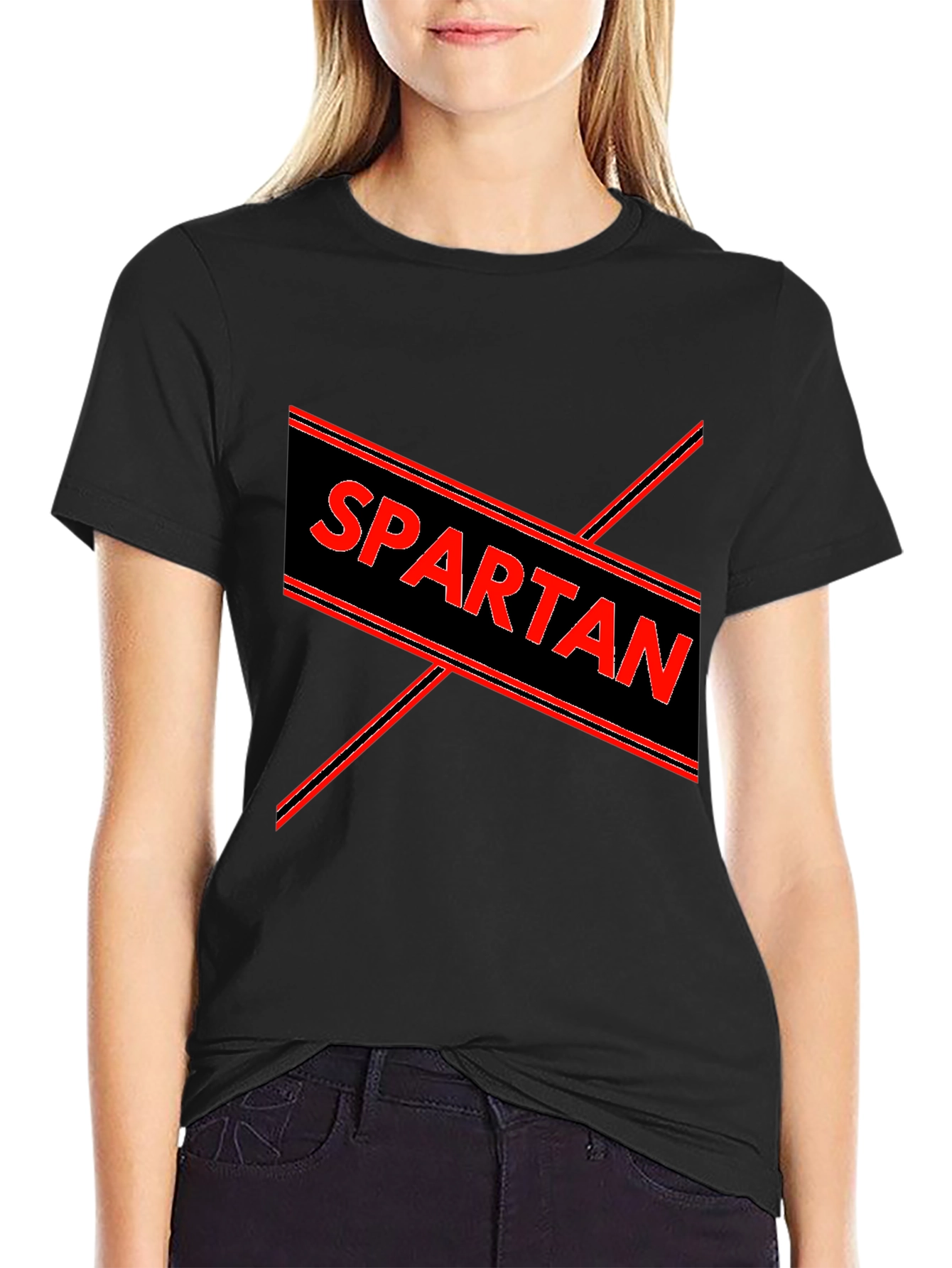 Spartan Graphic Print Black T-Shirt