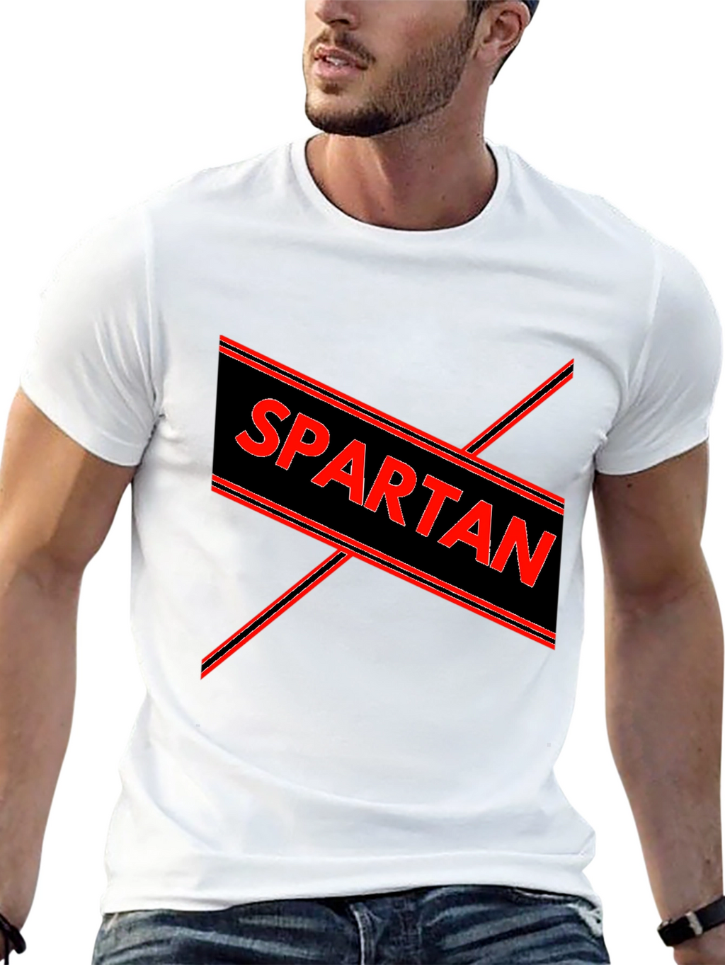Spartan Graphic Print Black T-Shirt