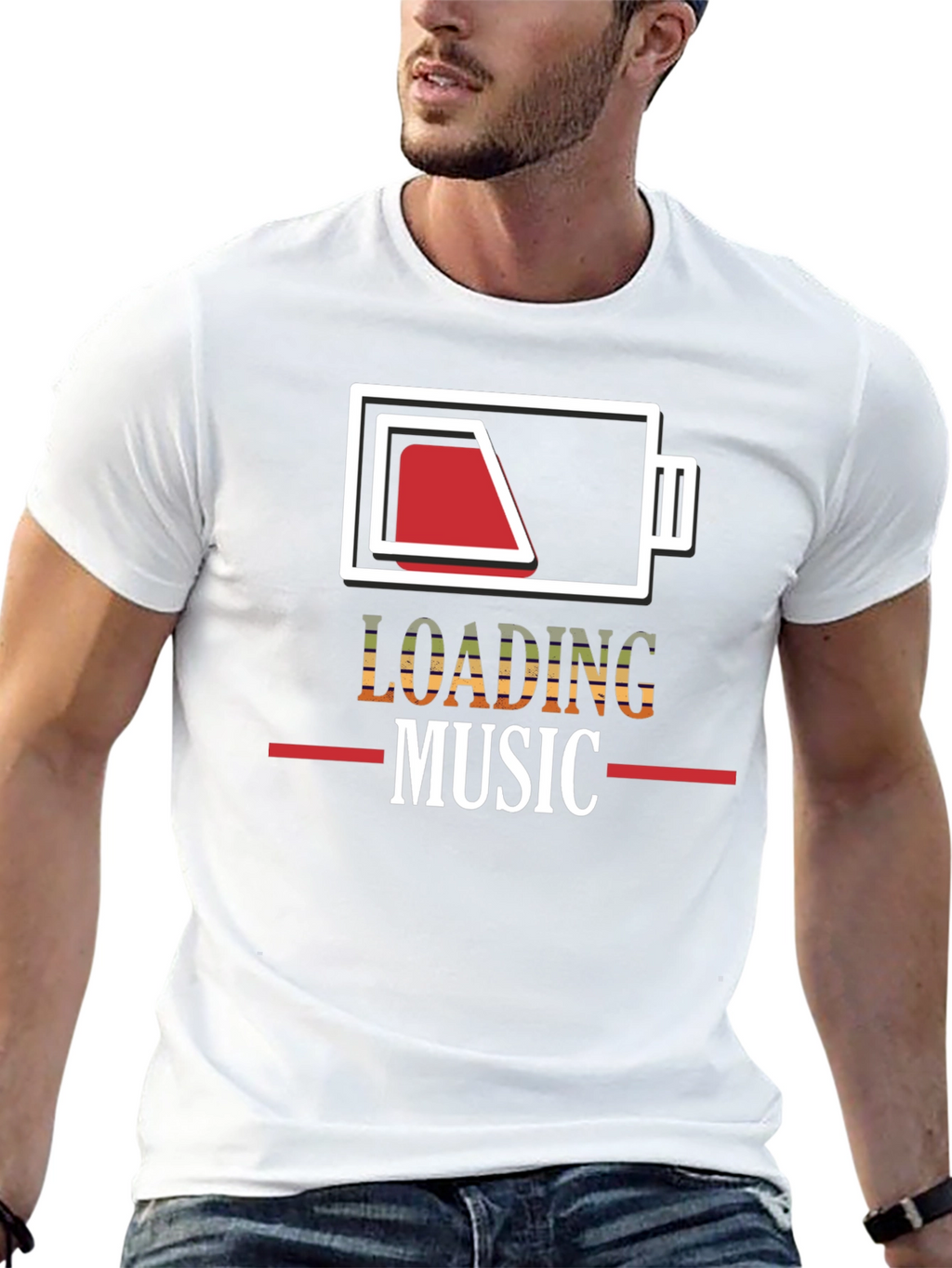 Loading Music Battery Graphic T-Shirt