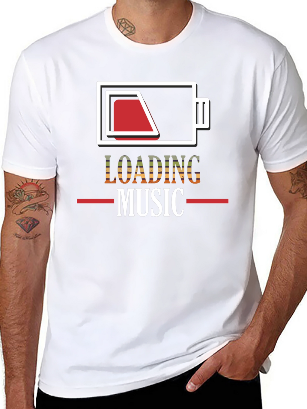 Loading Music Battery Graphic T-Shirt