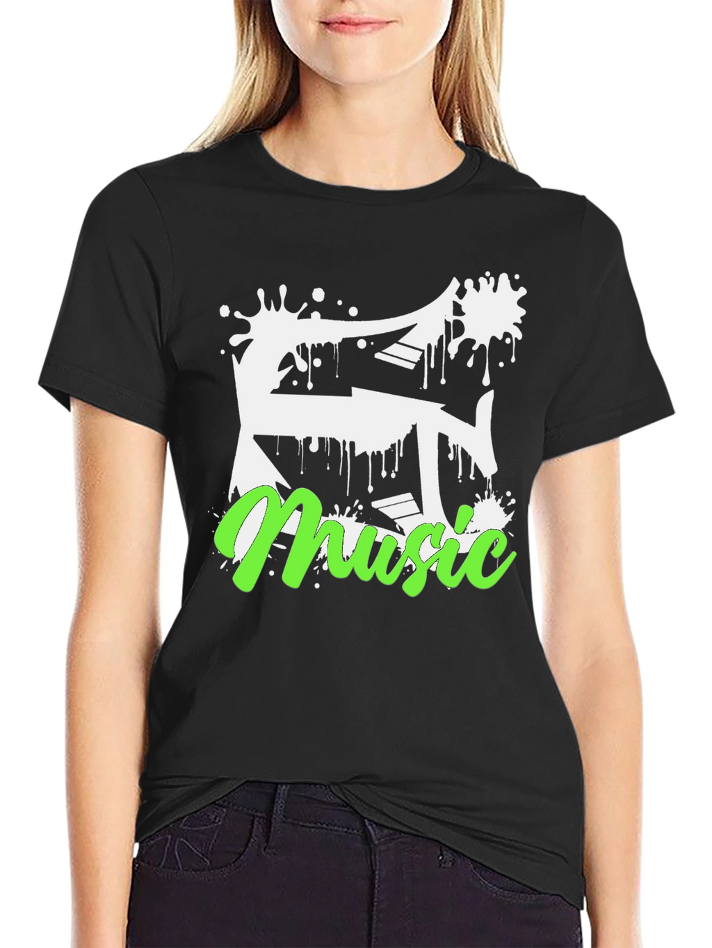 Music Splatter Graphic Black T-Shirt