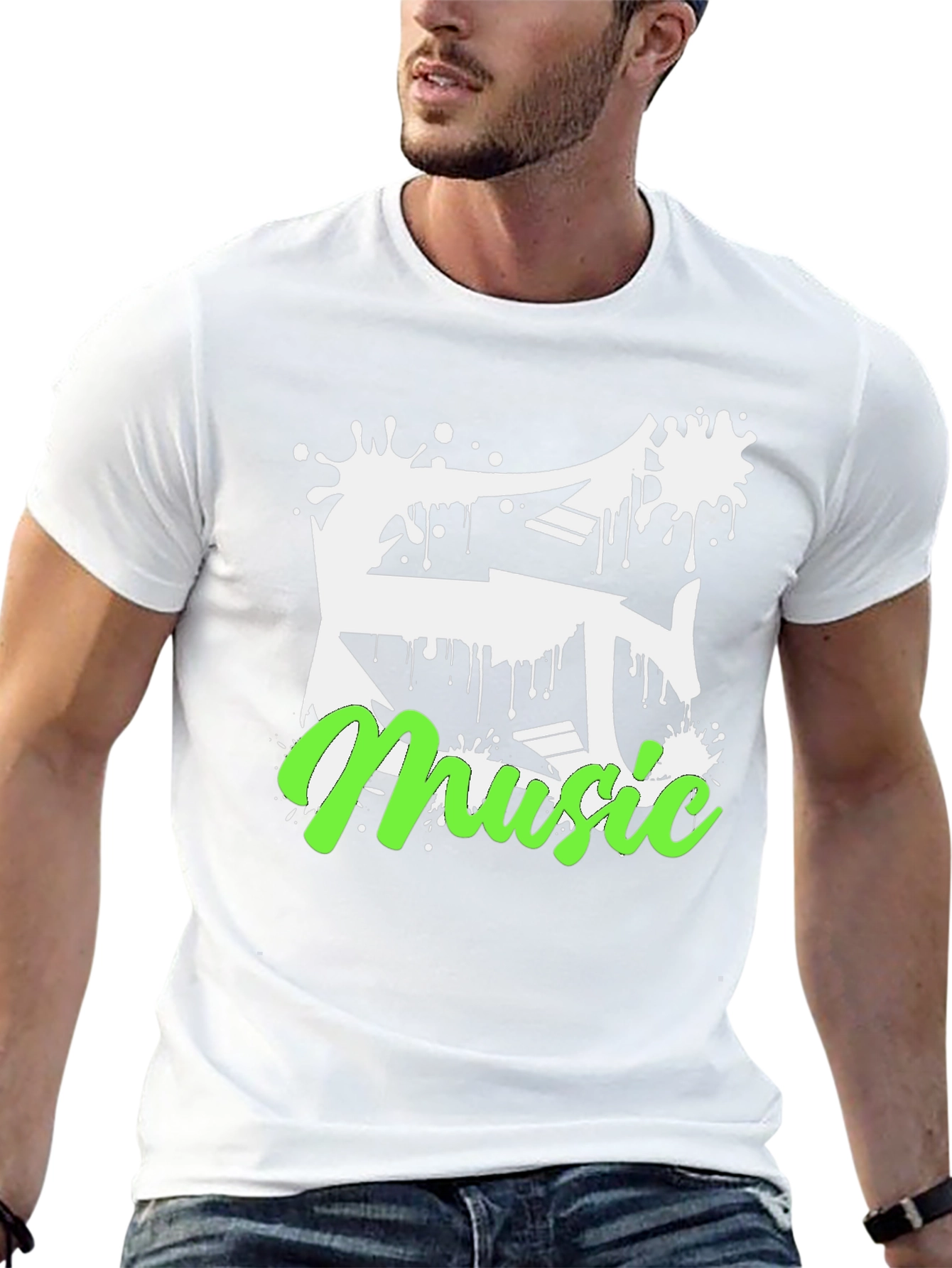 Music Splatter Graphic Black T-Shirt