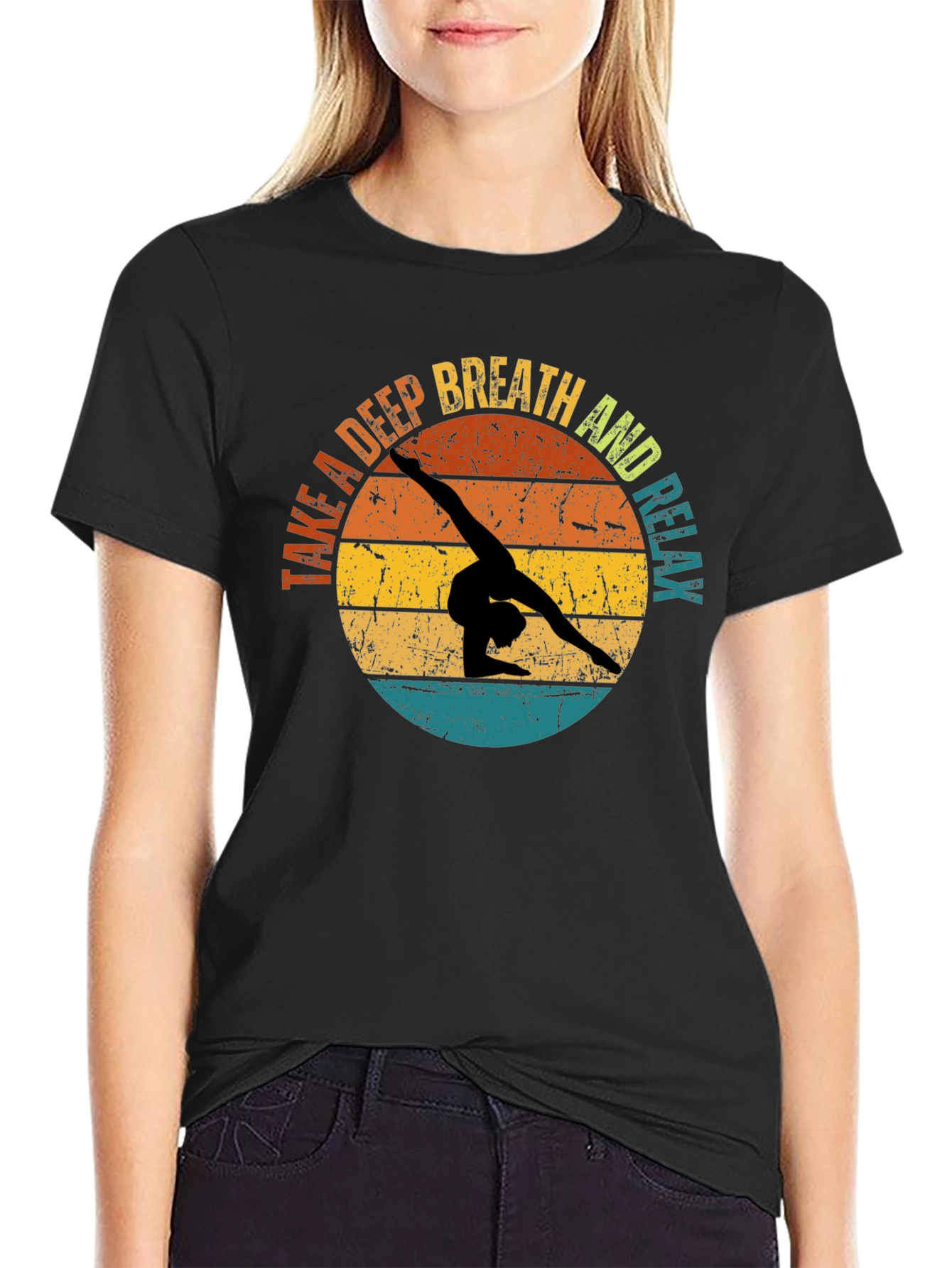 Retro Gymnastics T-Shirt - Take A Deep Breath & Relax