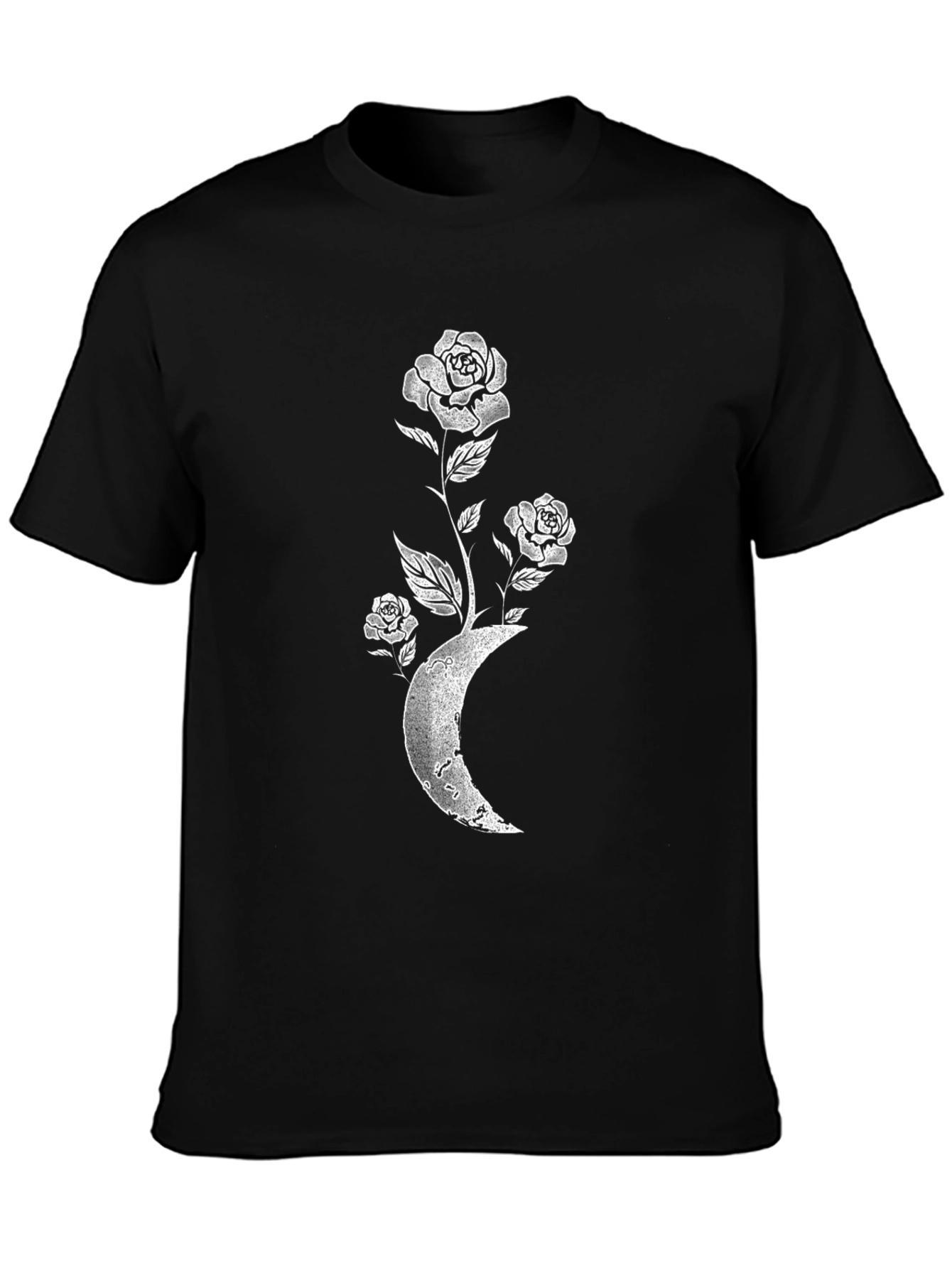 Moon Rose Graphic Tee - Stylish Black T-Shirt