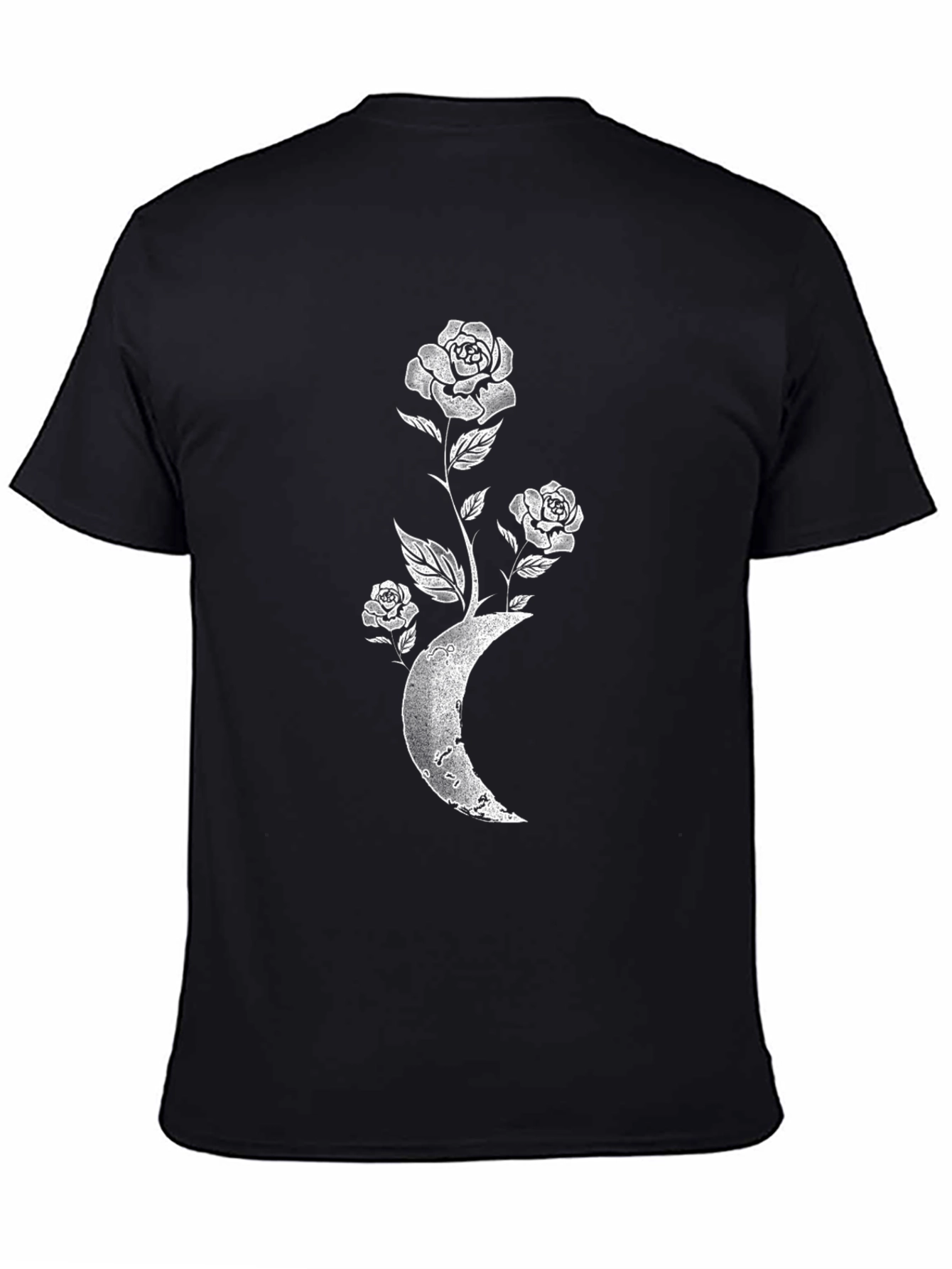 Moon Rose Graphic Tee - Stylish Black T-Shirt