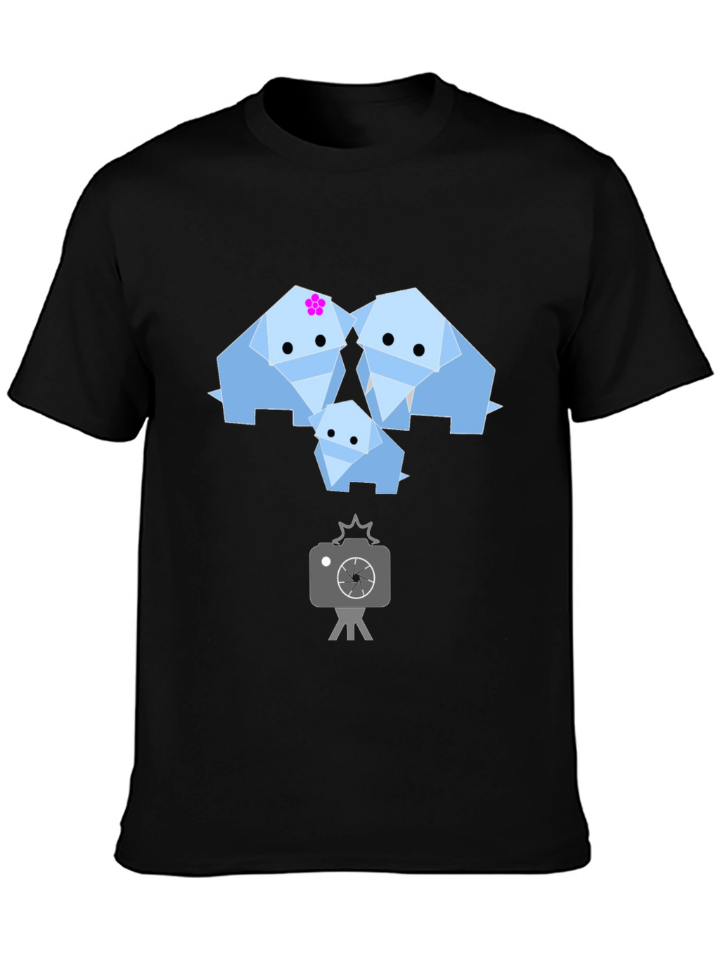 Origami Elephant Family Graphic T-Shirt