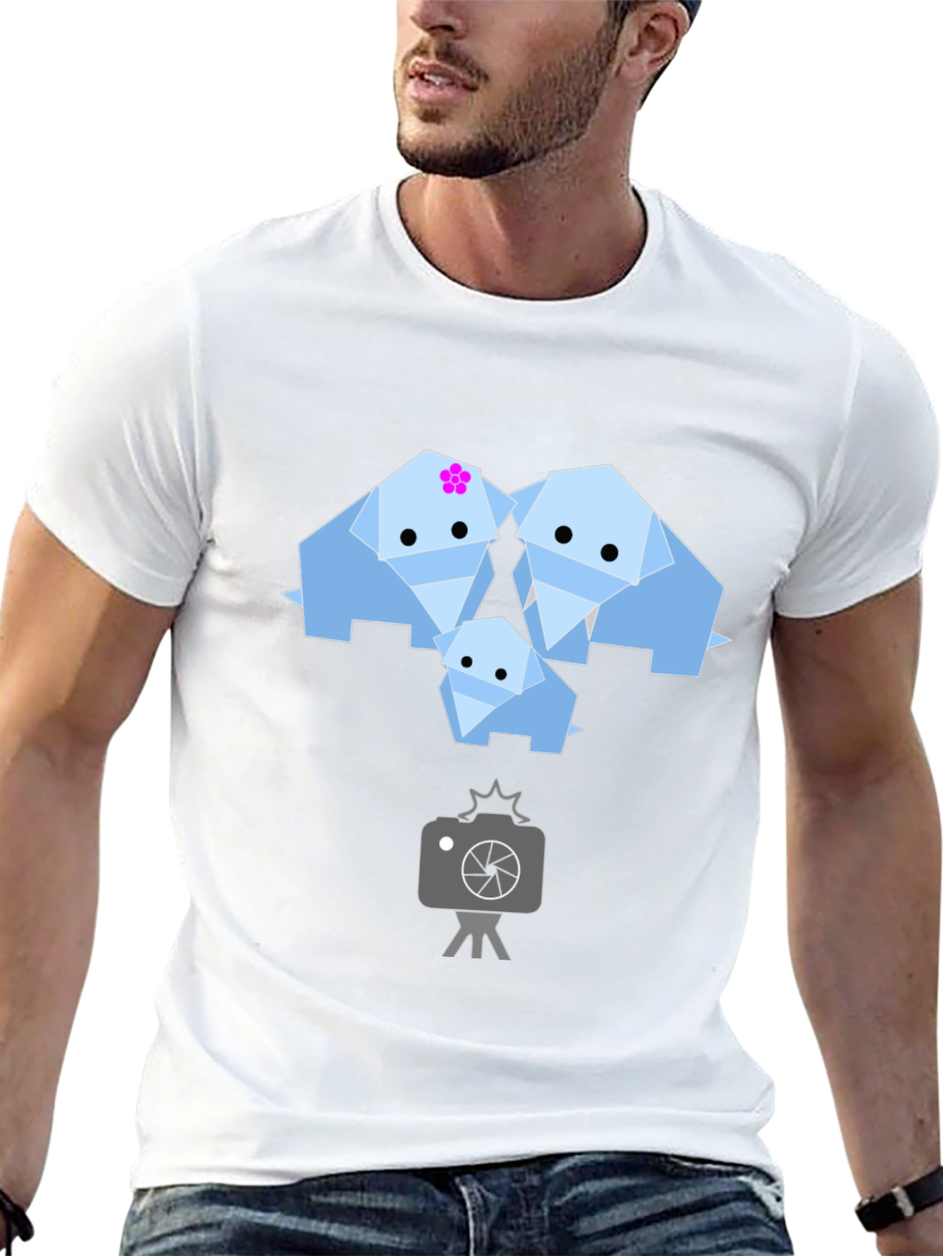 Origami Elephant Family Graphic T-Shirt