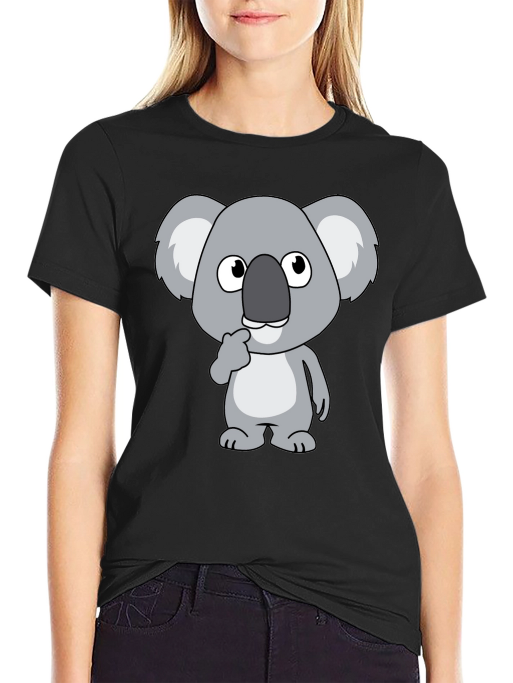Koala Graphic Tee - Black Cotton Casual Shirt