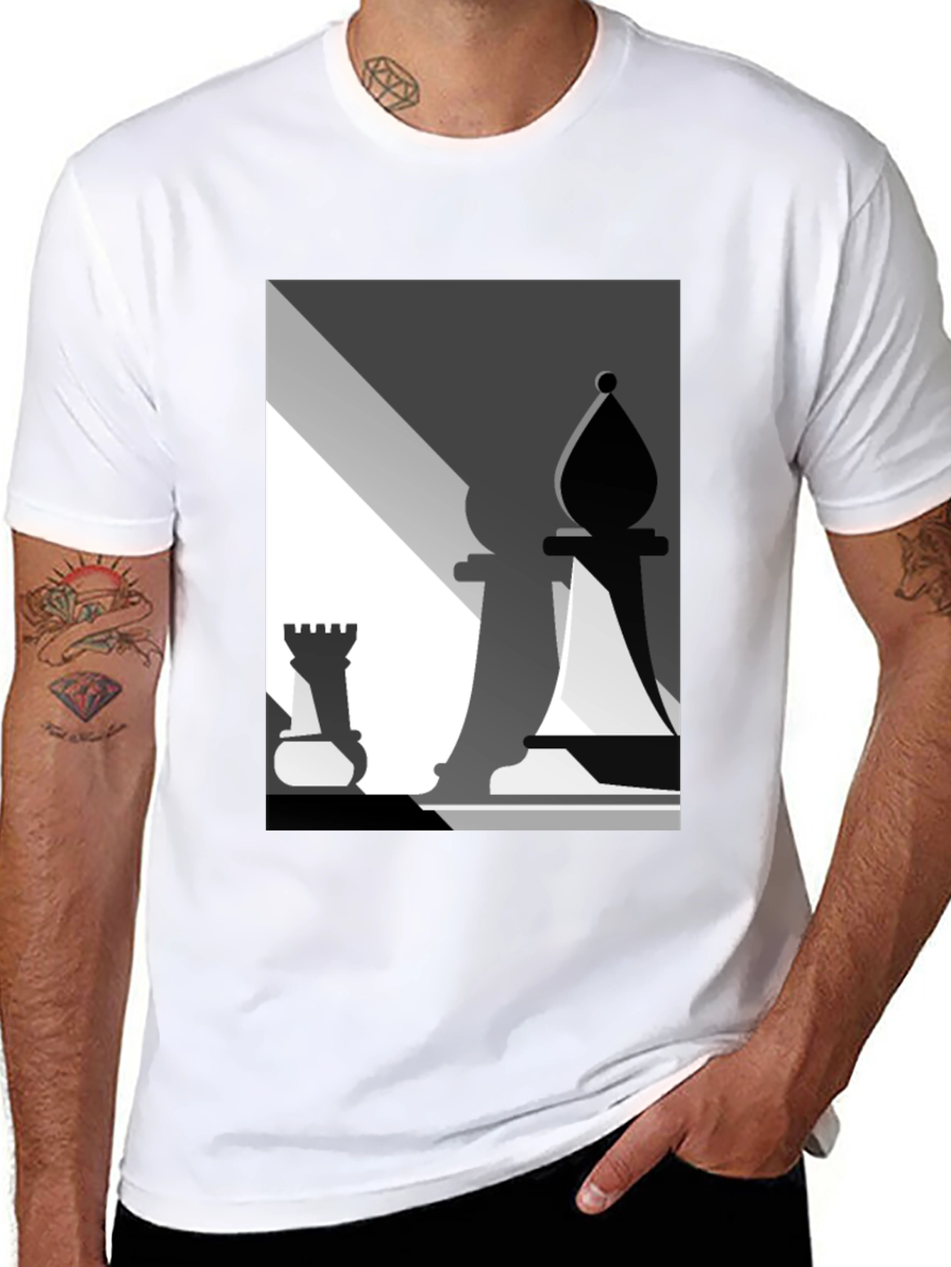 Chess Piece Graphic Tee - Modern Art Style T-Shirt