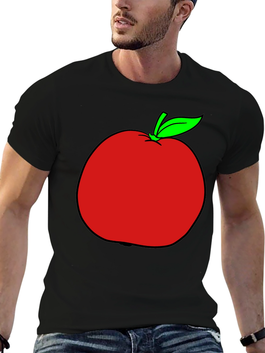Apple Graphic T-Shirt - Casual Black Tee
