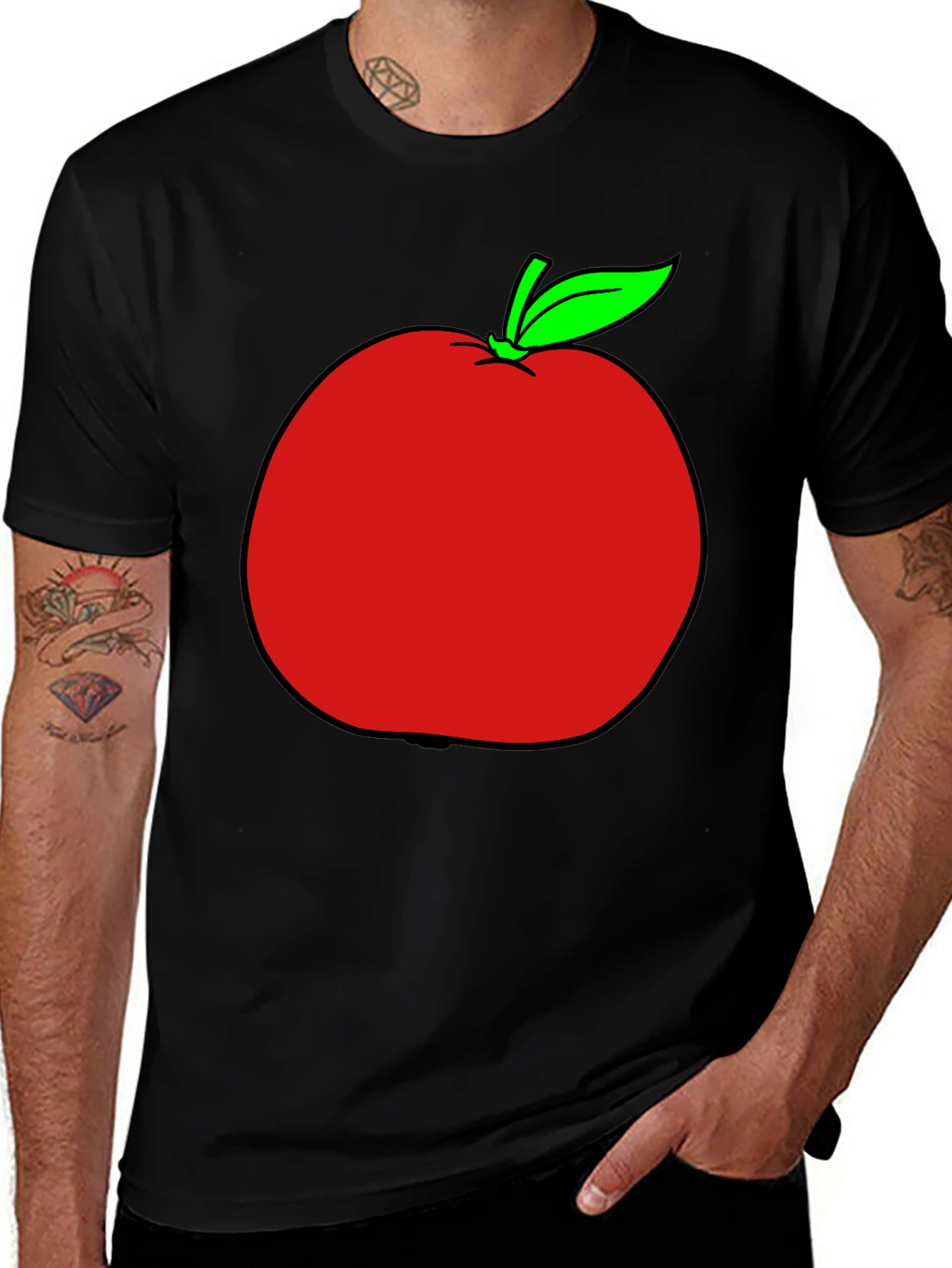 Apple Graphic T-Shirt - Casual Black Tee