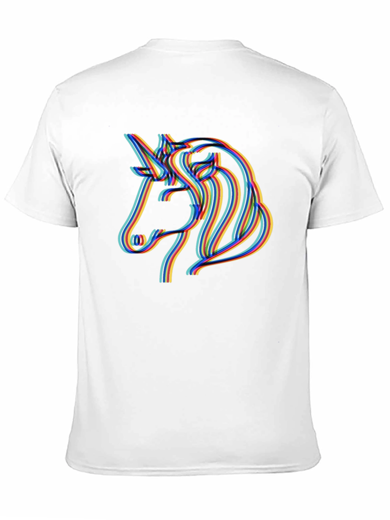 Unicorn Rainbow Line Art Black T-Shirt