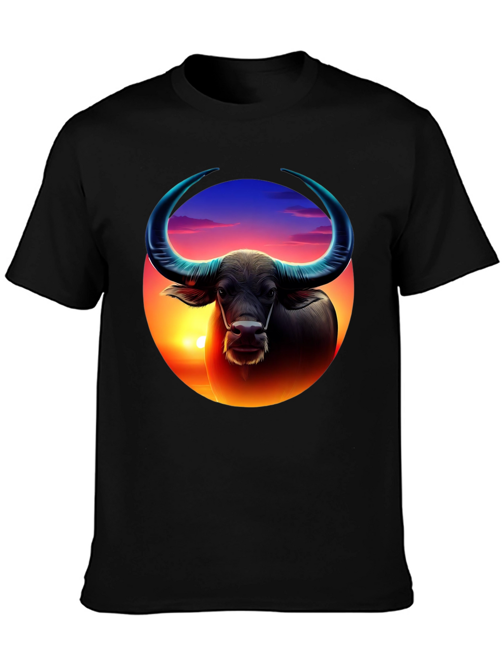 Sunset Buffalo Graphic Tee - Cool Design