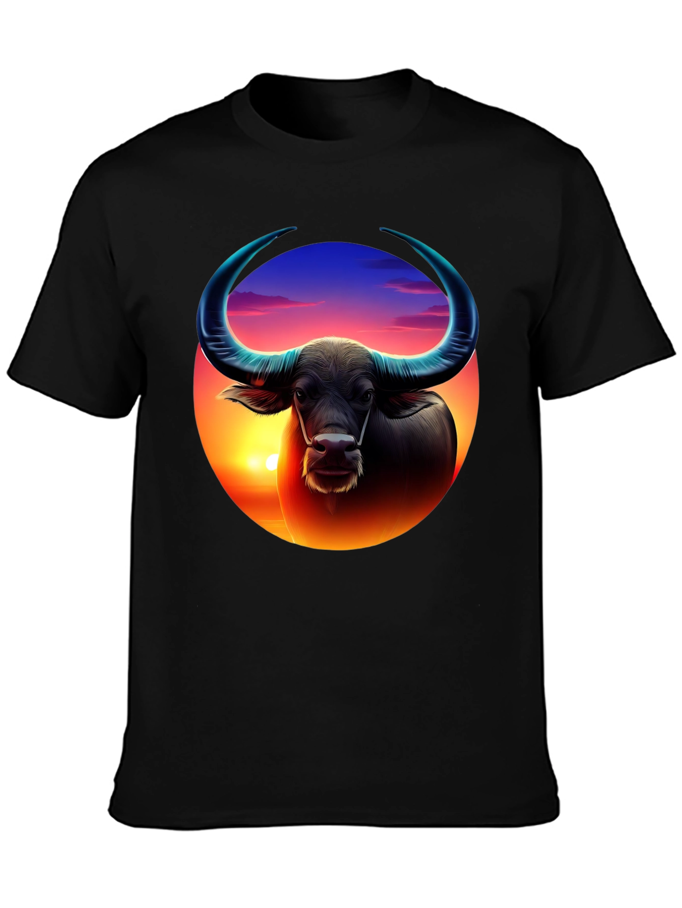 Sunset Buffalo Graphic Tee - Cool Design