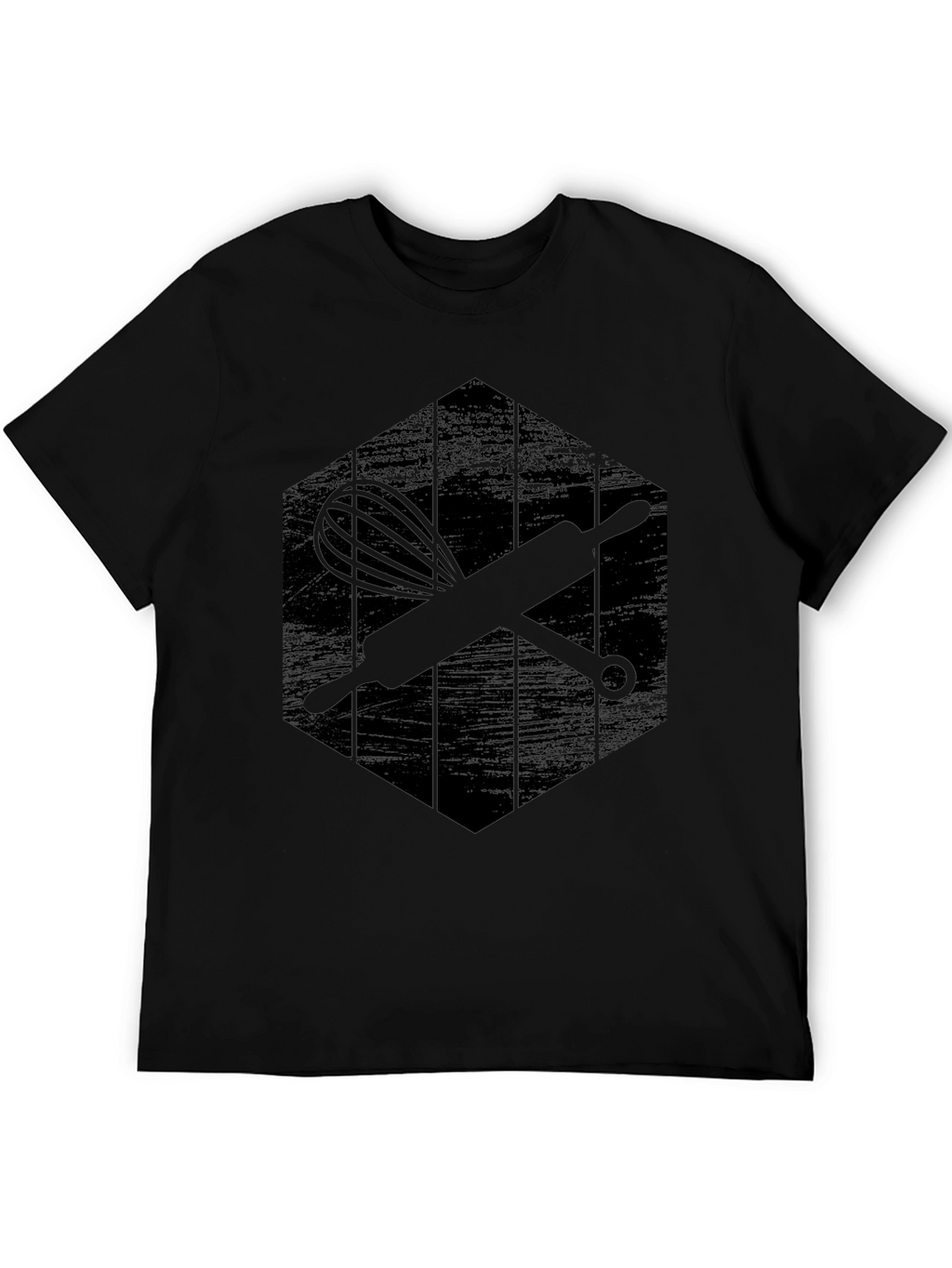 Bakers Black Tee: Whisk & Rolling Pin Graphic