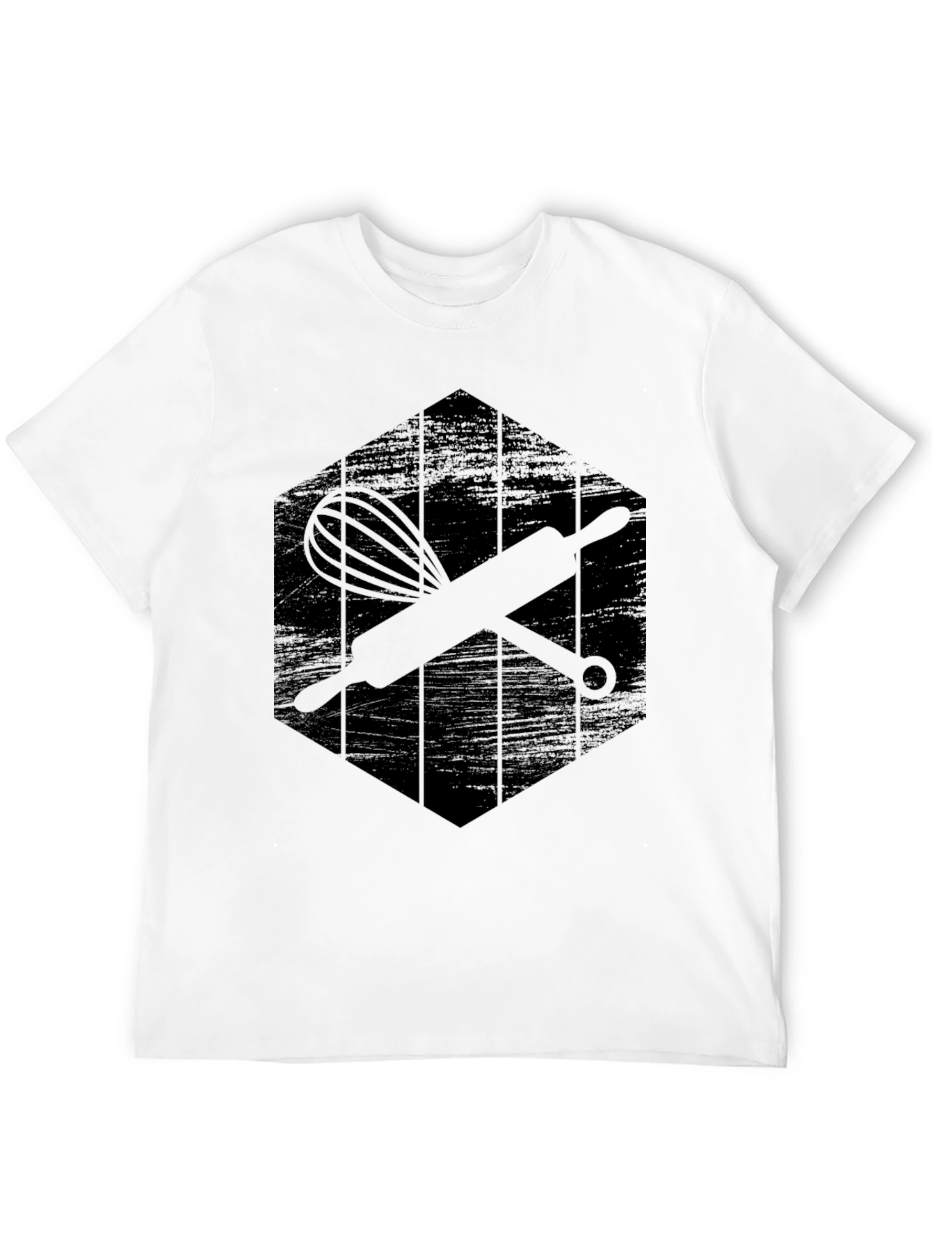 Bakers Black Tee: Whisk & Rolling Pin Graphic