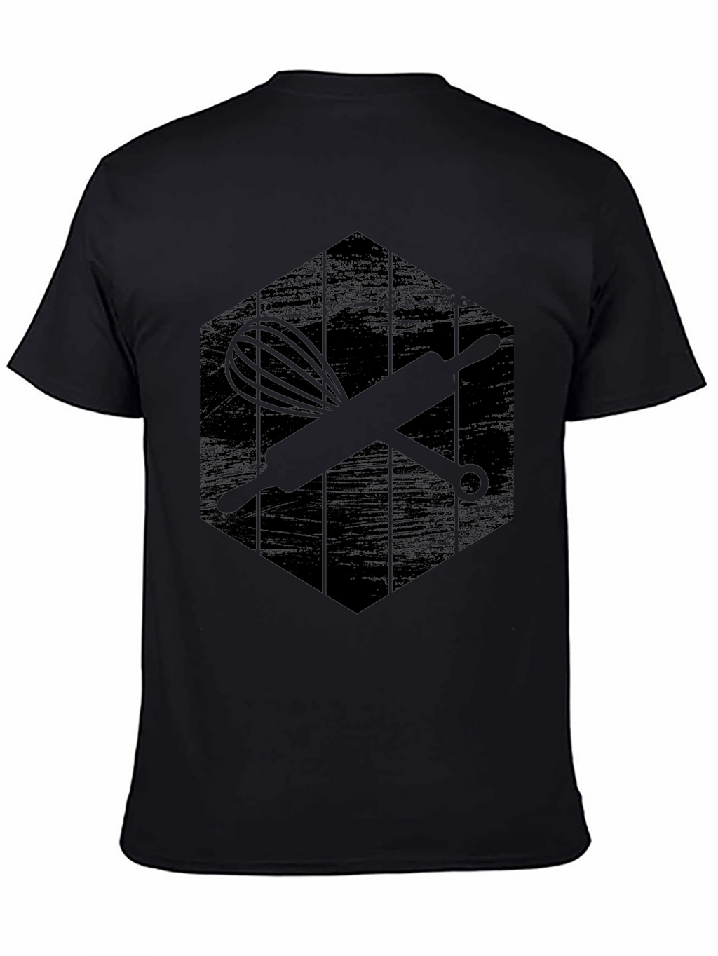Bakers Black Tee: Whisk & Rolling Pin Graphic