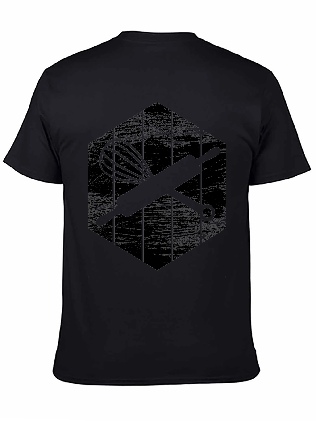 Bakers Black Tee: Whisk & Rolling Pin Graphic