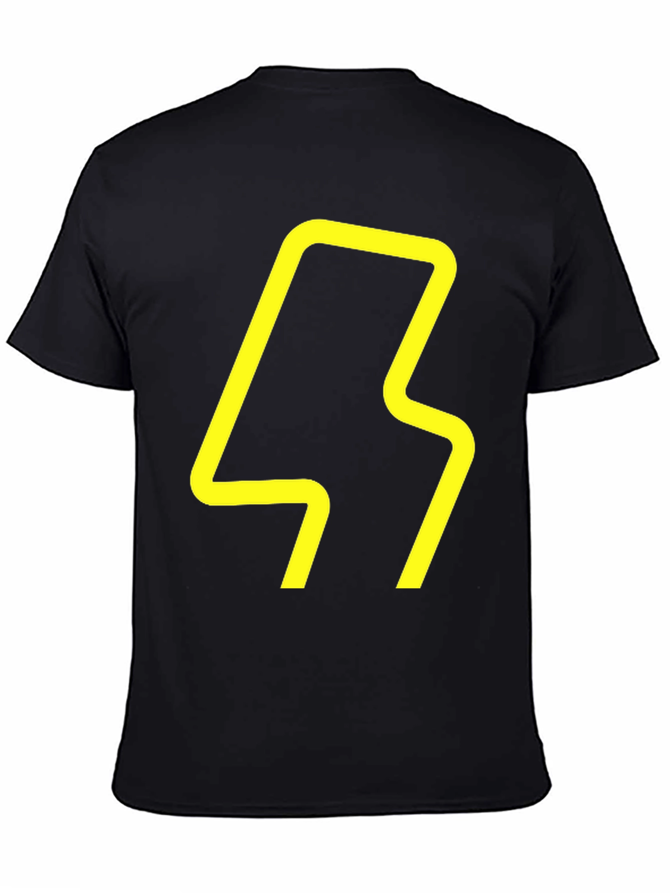 Modern Graphic Tee - Yellow Abstract Design on Black