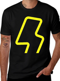 Modern Graphic Tee - Yellow Abstract Design on Black