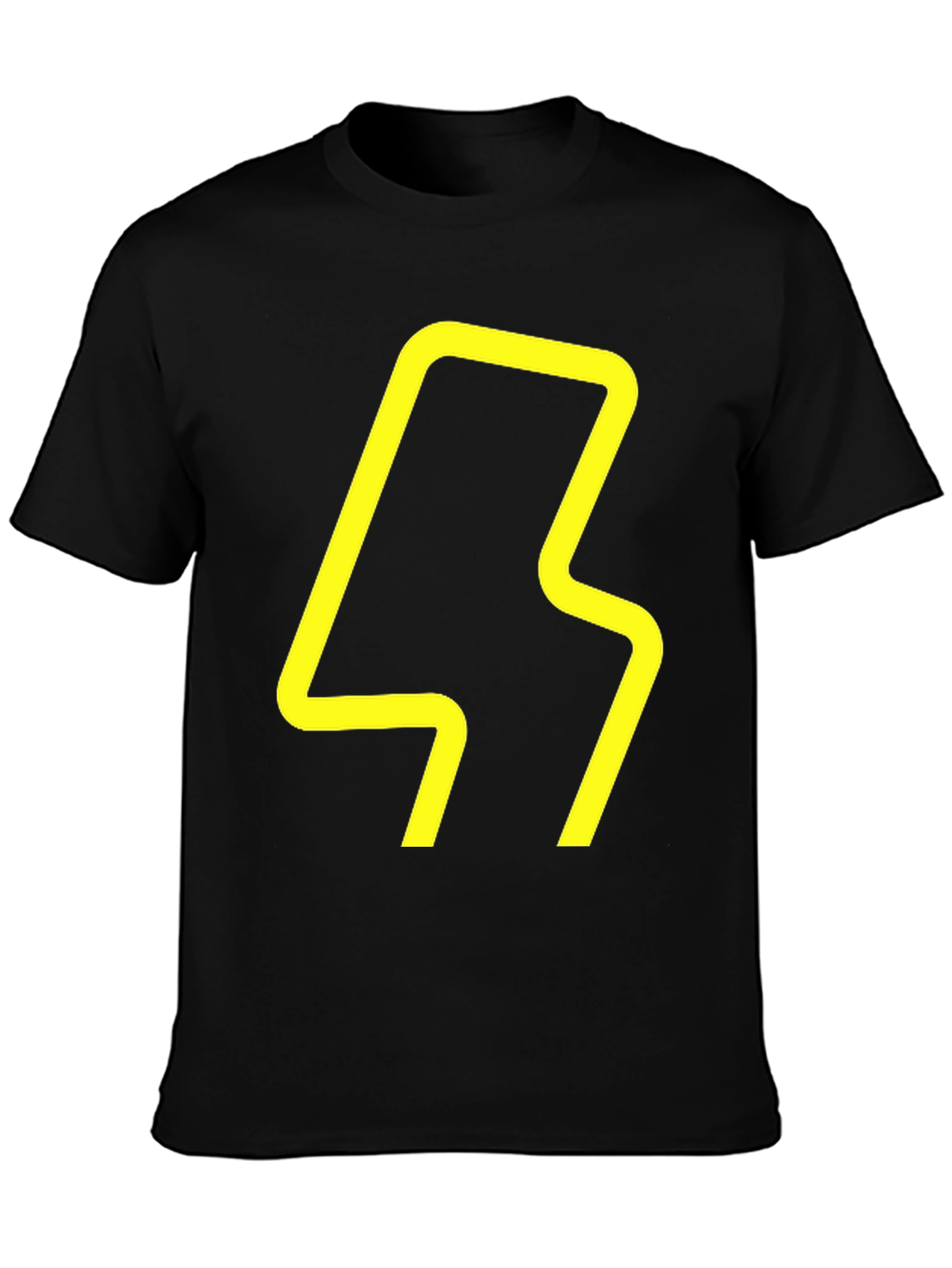 Modern Graphic Tee - Yellow Abstract Design on Black
