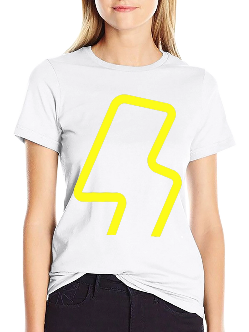 Modern Graphic Tee - Yellow Abstract Design on Black