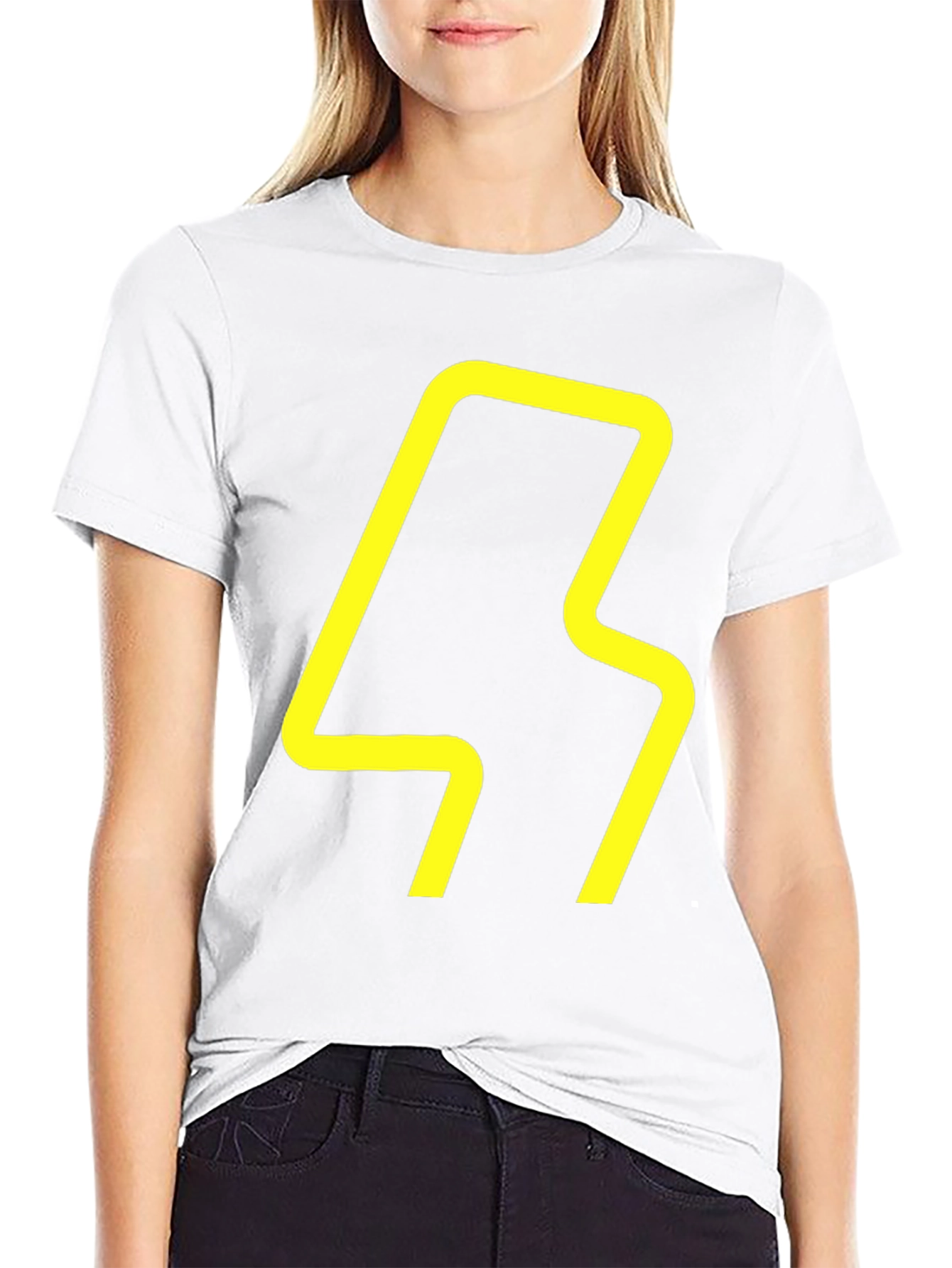 Modern Graphic Tee - Yellow Abstract Design on Black