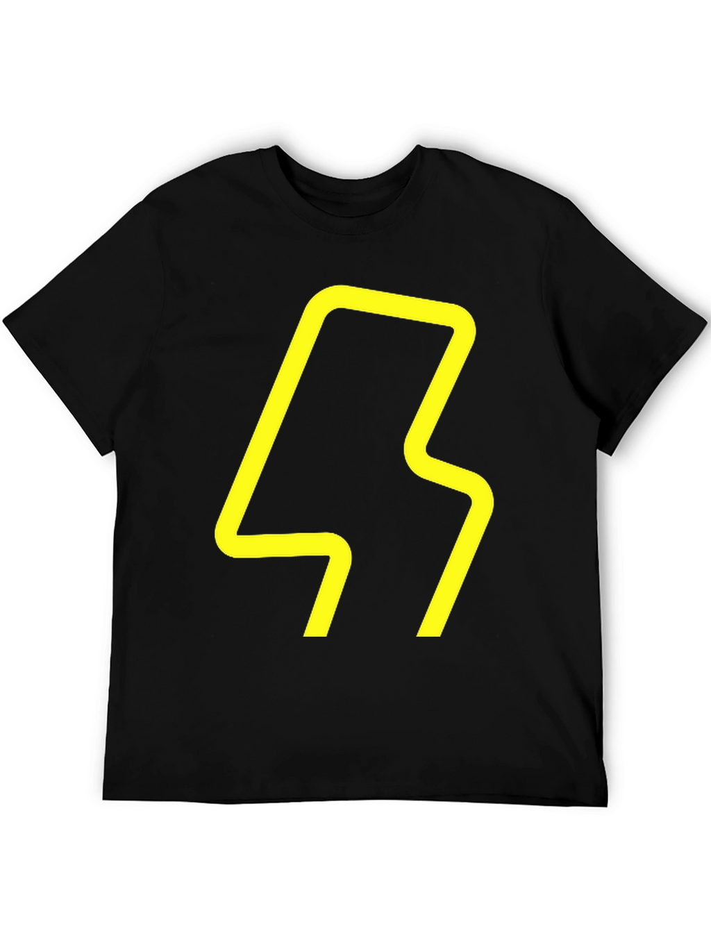 Modern Graphic Tee - Yellow Abstract Design on Black
