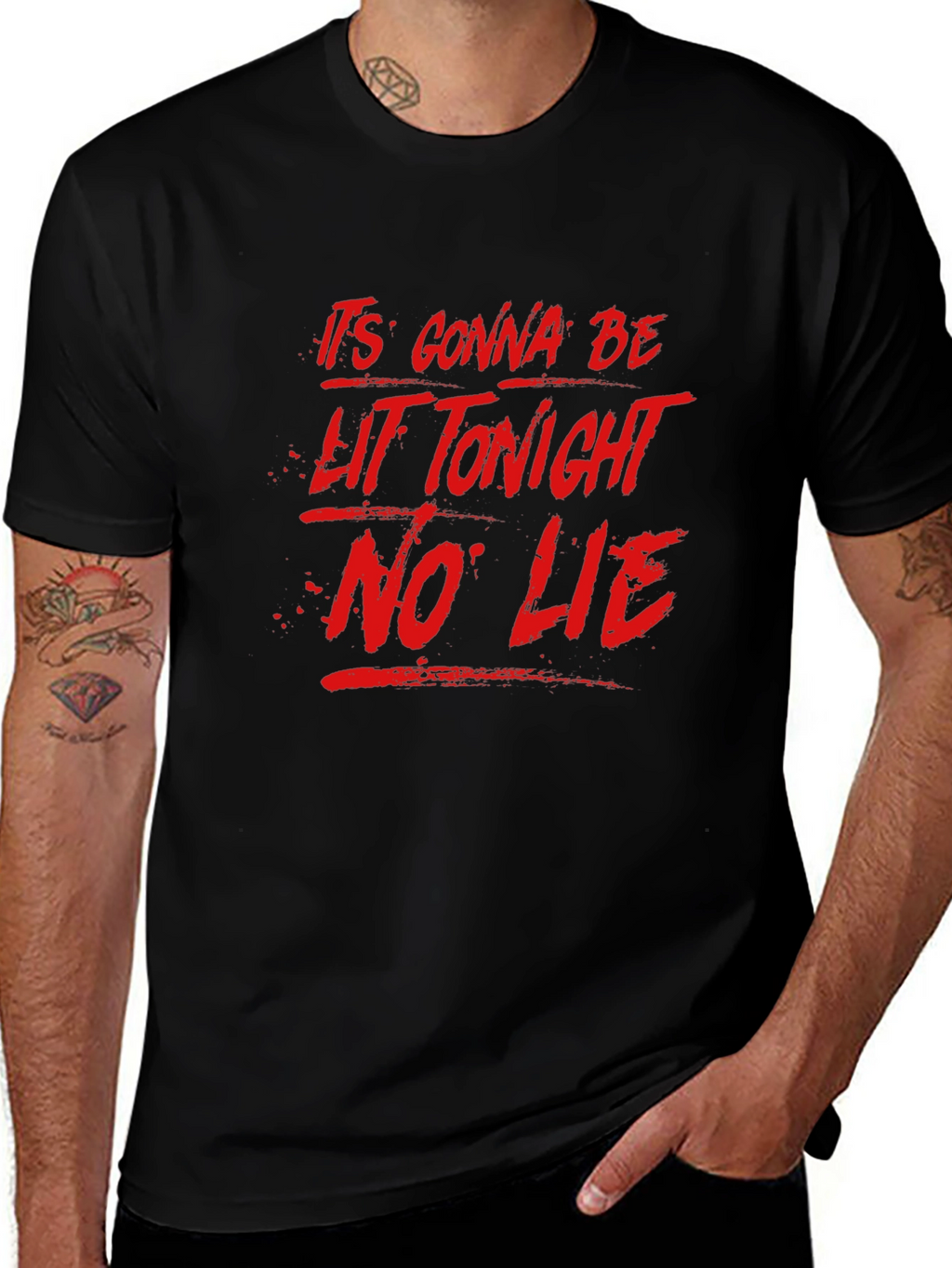 Its Gonna Be Lit Tonight Mens Black Graphic T-Shirt