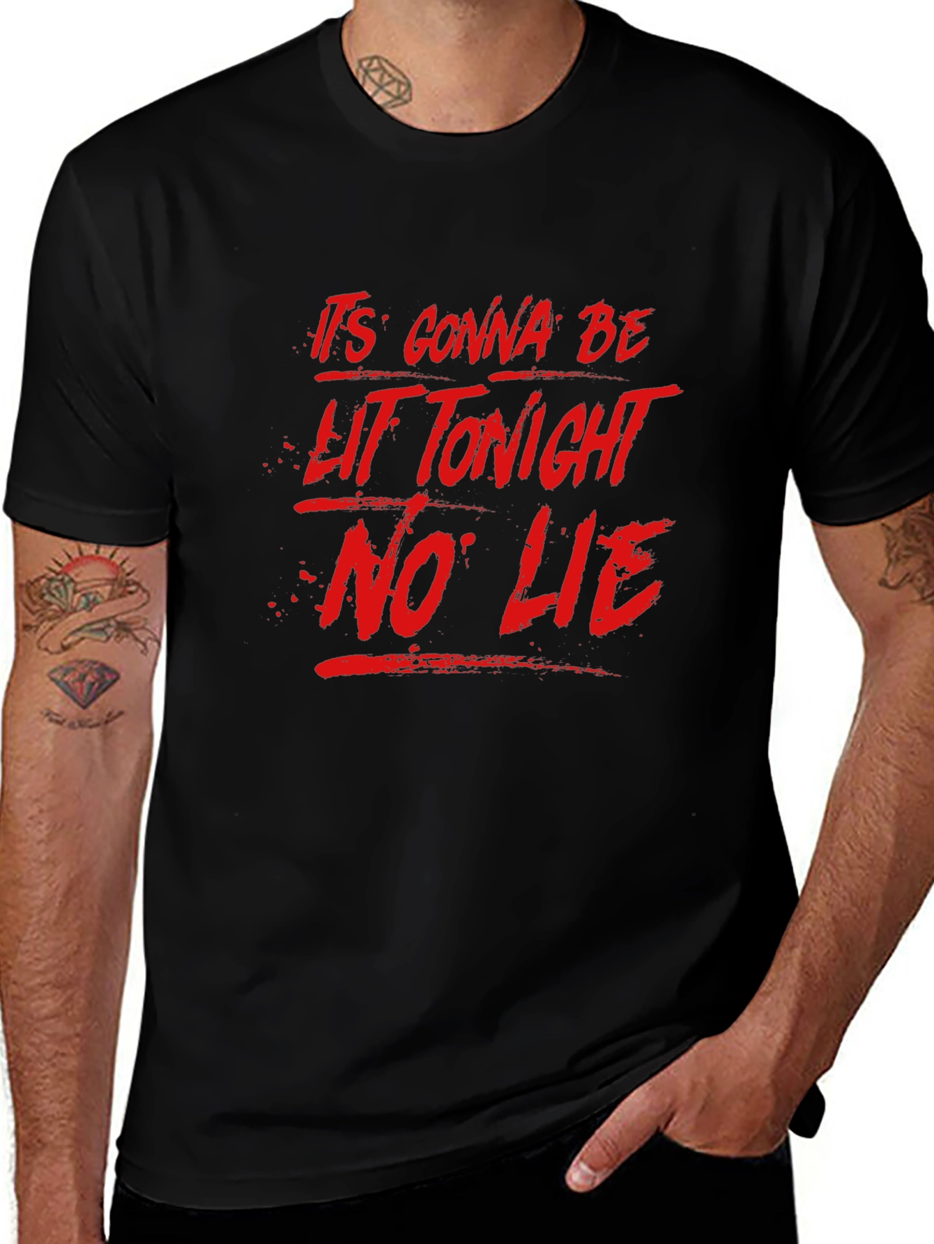 Its Gonna Be Lit Tonight Mens Black Graphic T-Shirt