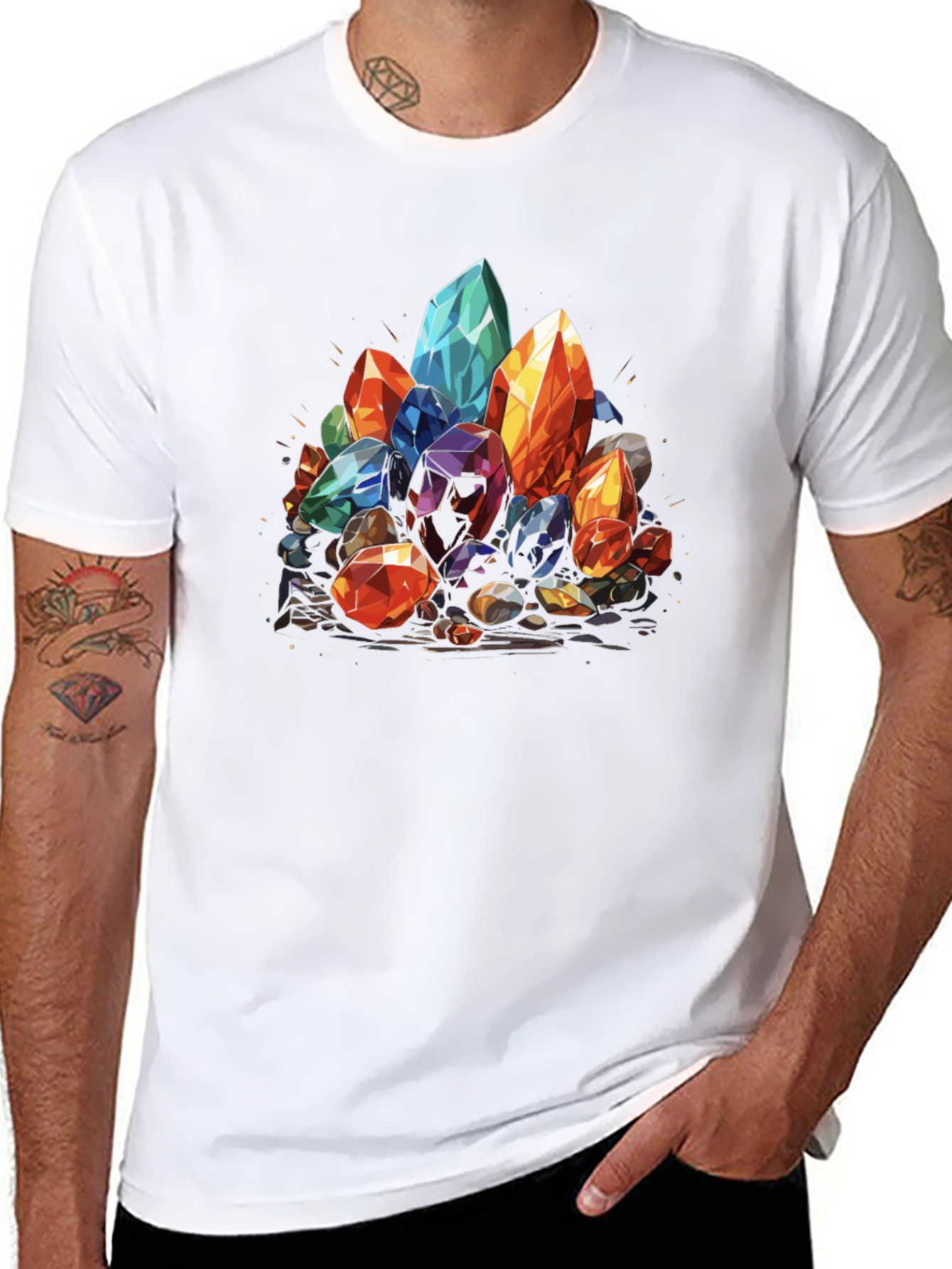 Crystal Cluster Graphic Tee - Modern Style