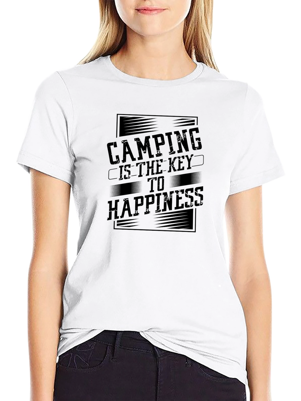 Camping is the Key to Happiness Black T-Shirt
