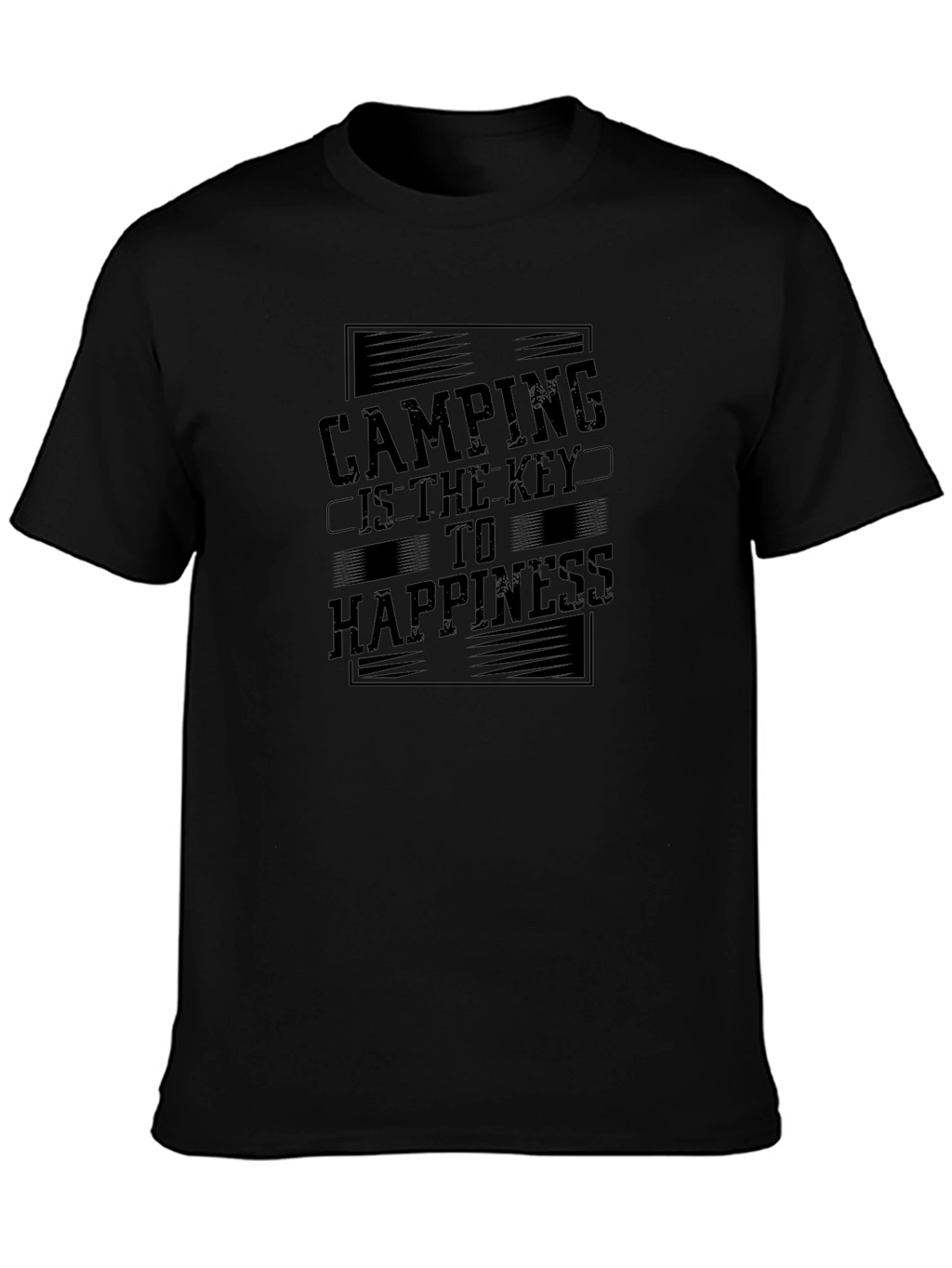 Camping is the Key to Happiness Black T-Shirt