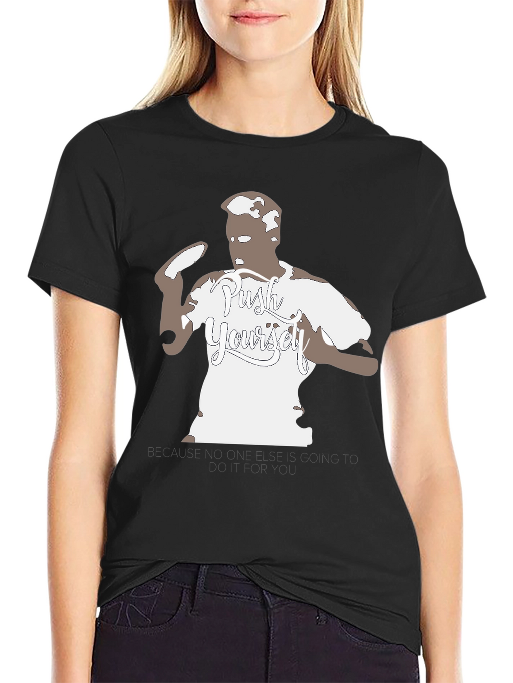 Push Yourself Black Graphic Tee