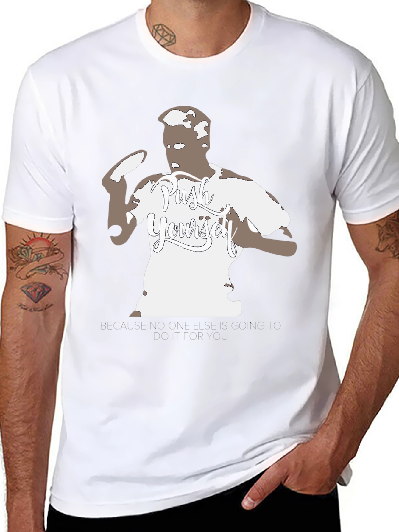 Push Yourself Black Graphic Tee