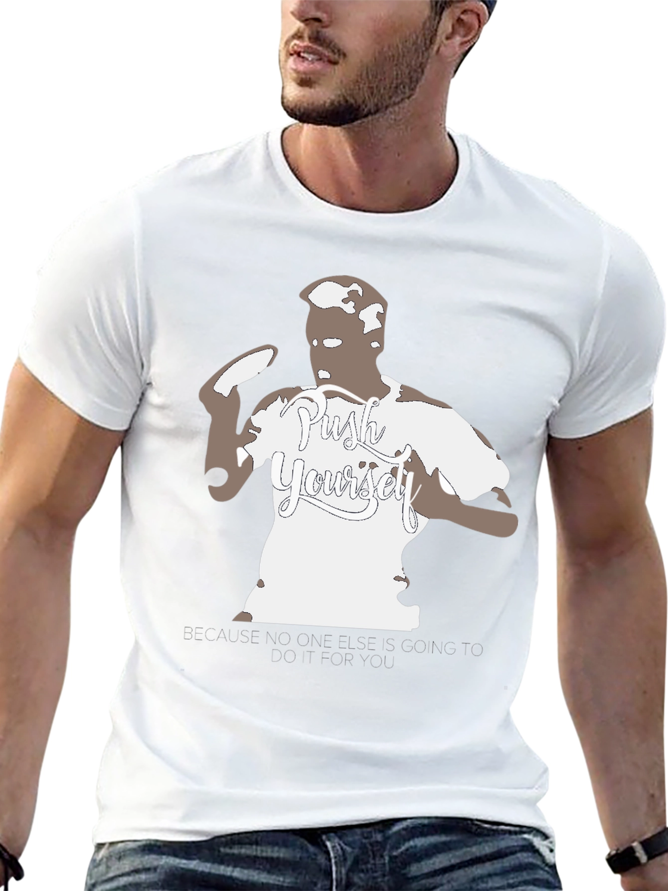 Push Yourself Black Graphic Tee