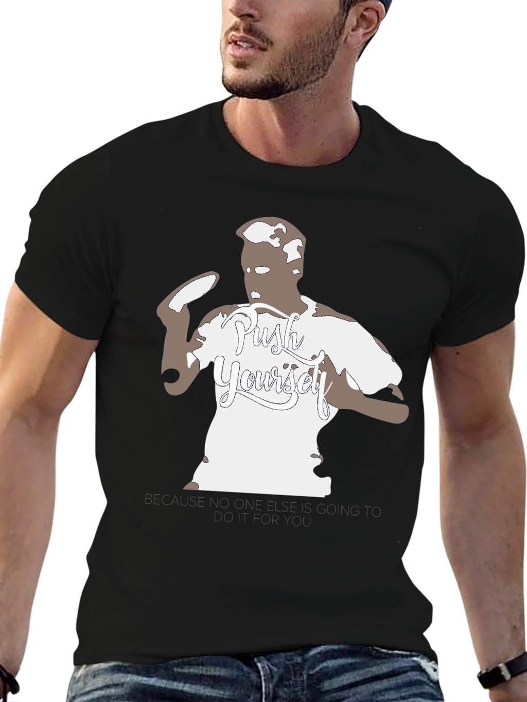 Push Yourself Black Graphic Tee
