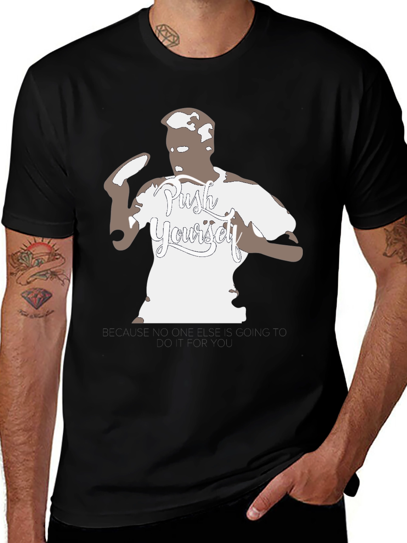 Push Yourself Black Graphic Tee