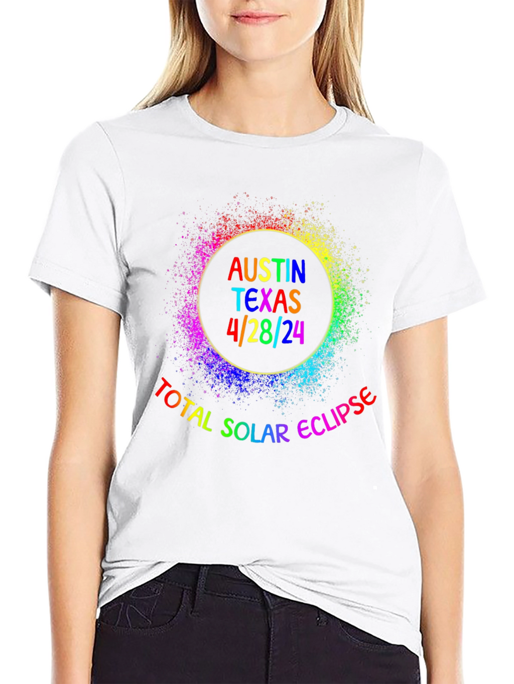 Austin Texas 4/28/24 Total Solar Eclipse Rainbow T-Shirt