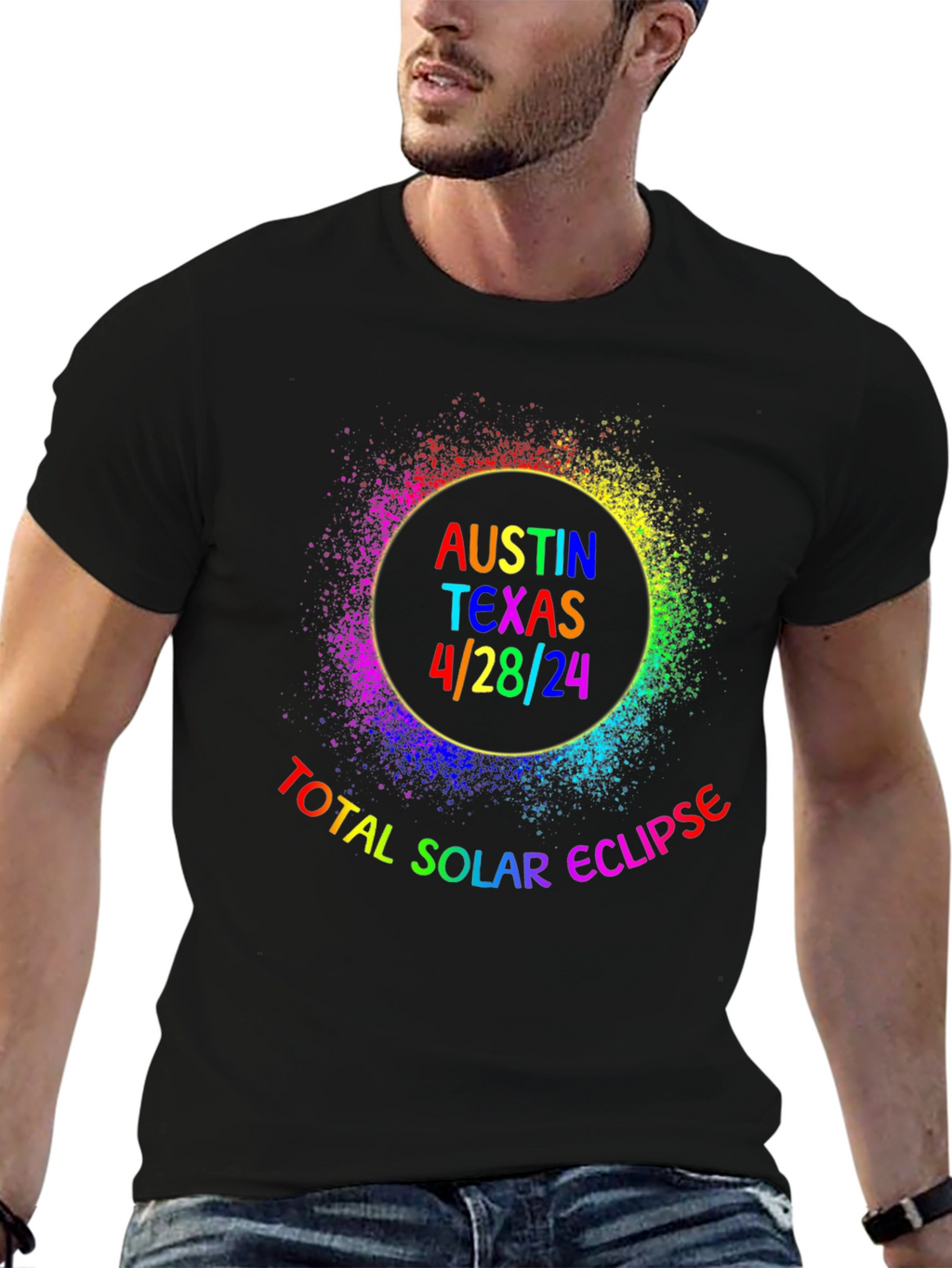 Austin Texas 4/28/24 Total Solar Eclipse Rainbow T-Shirt