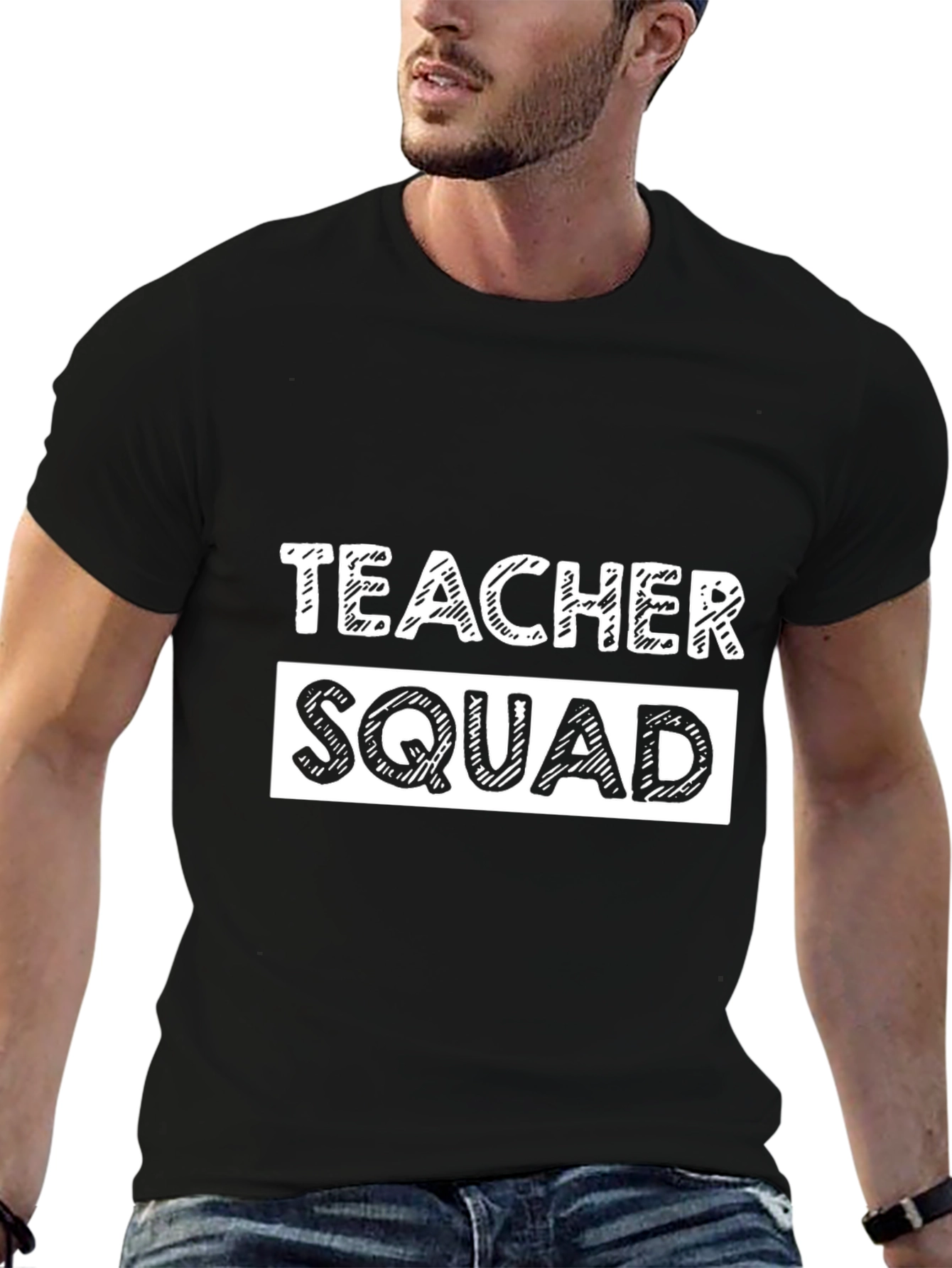 Teacher Squad T-Shirt - Black Crew Neck Tee